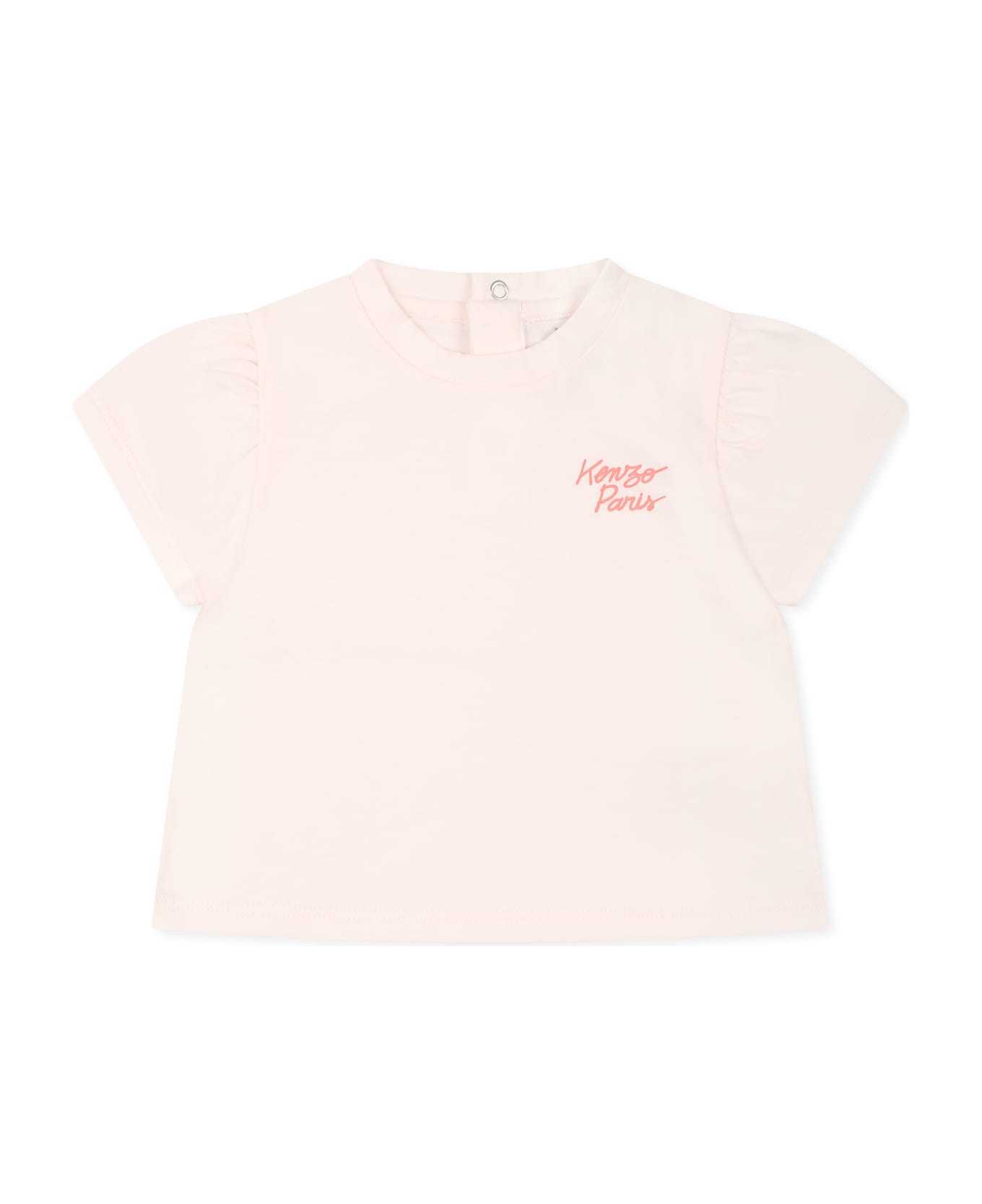 Kenzo Kids Pink Romper For Baby Girl With Logo - Pink