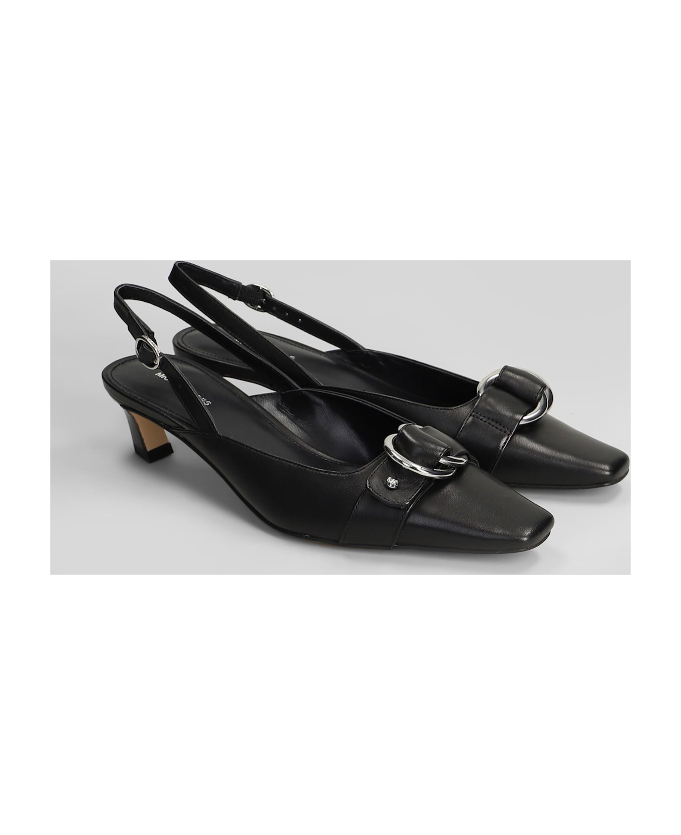 Michael Kors Jaden Kitten Sling Pumps In Black Leather - black