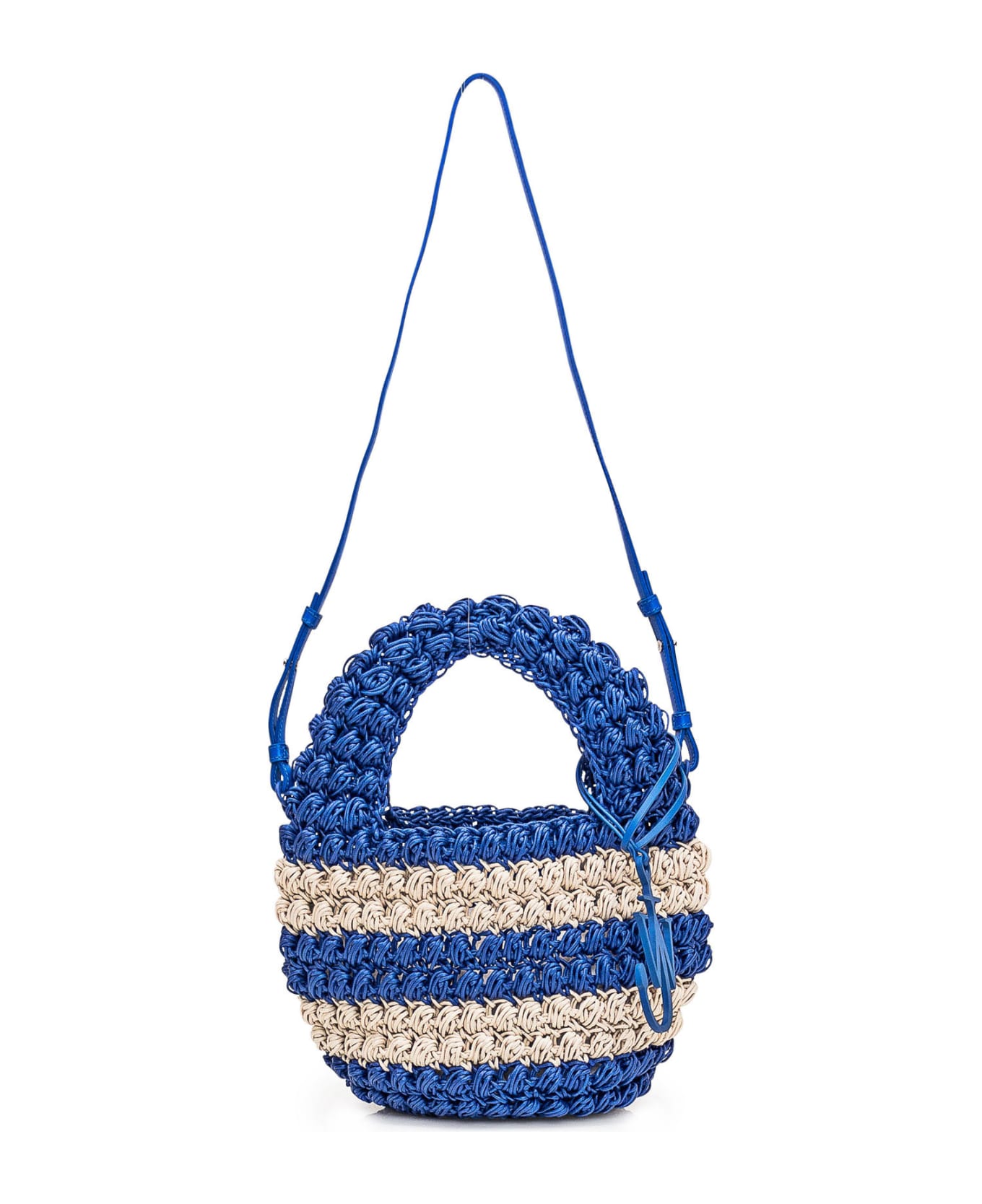 J.W. Anderson Popcorn Basket Bag - BLUE/OFF WHITE