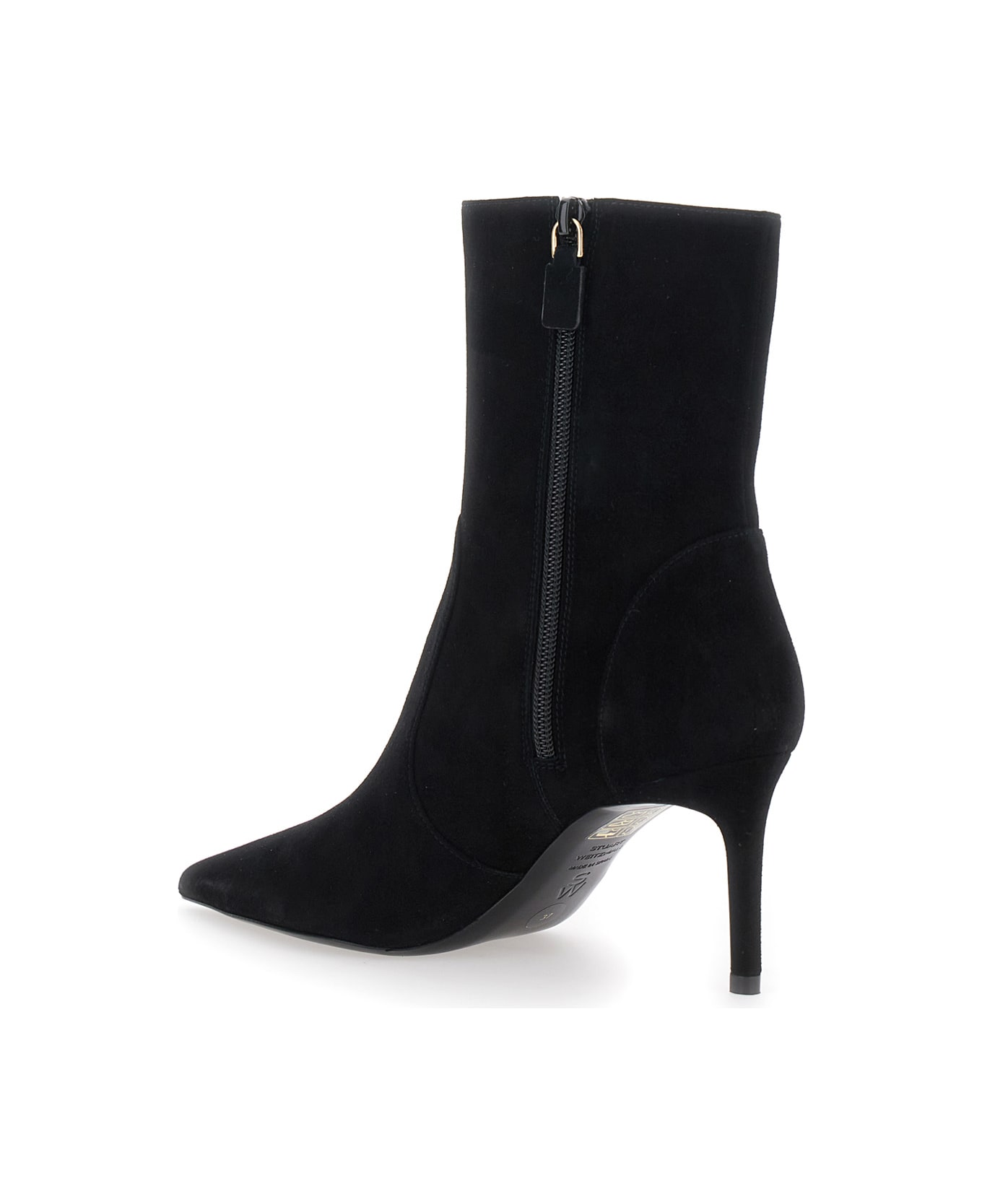 Stuart Weitzman Black Ankle Boots With Stiletto Heel And Zip Closure On The Side In Suede Woman - Black