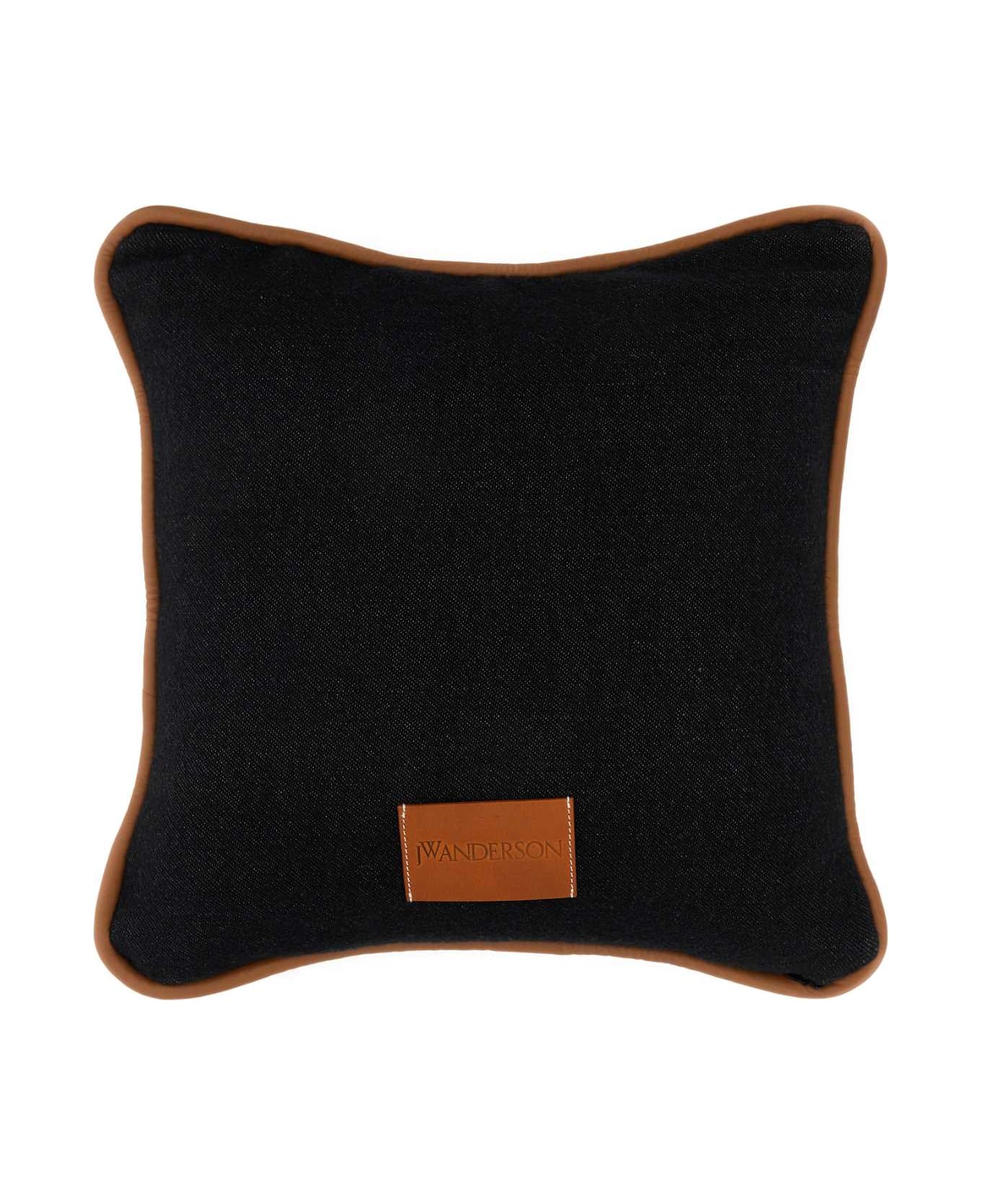 J.W. Anderson Black Wool Blend Pillow - BLACKWHITE