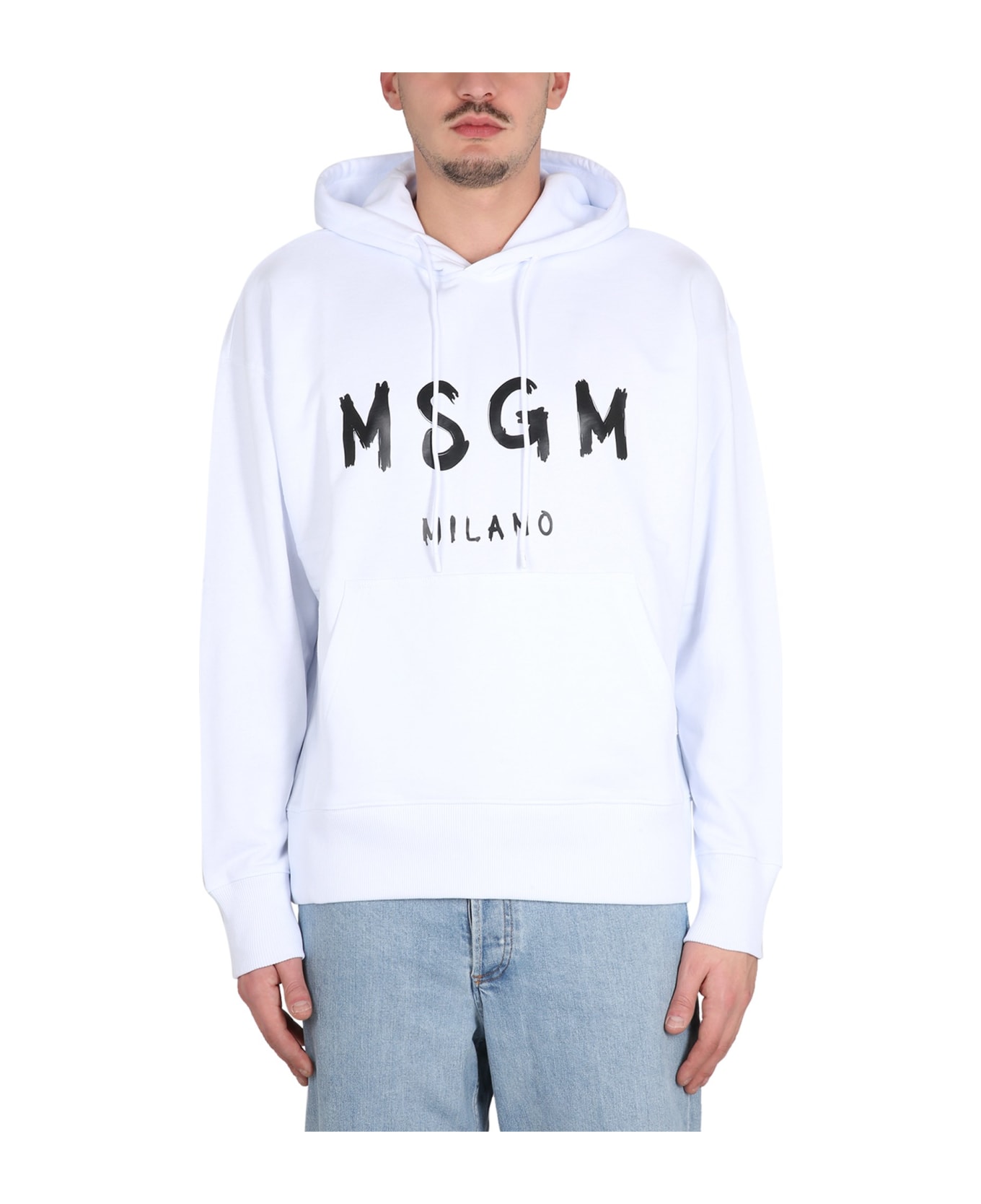 MSGM Sweatshirt With Brushed Logo - Bianco