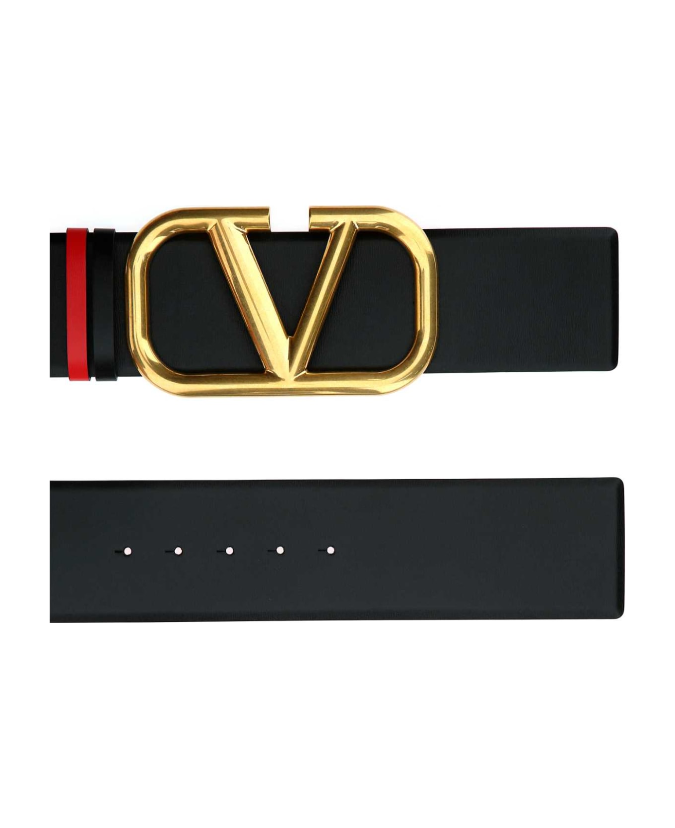 Valentino Garavani Black Leather Vlogo Signature Reversible Belt - NERROUPUR