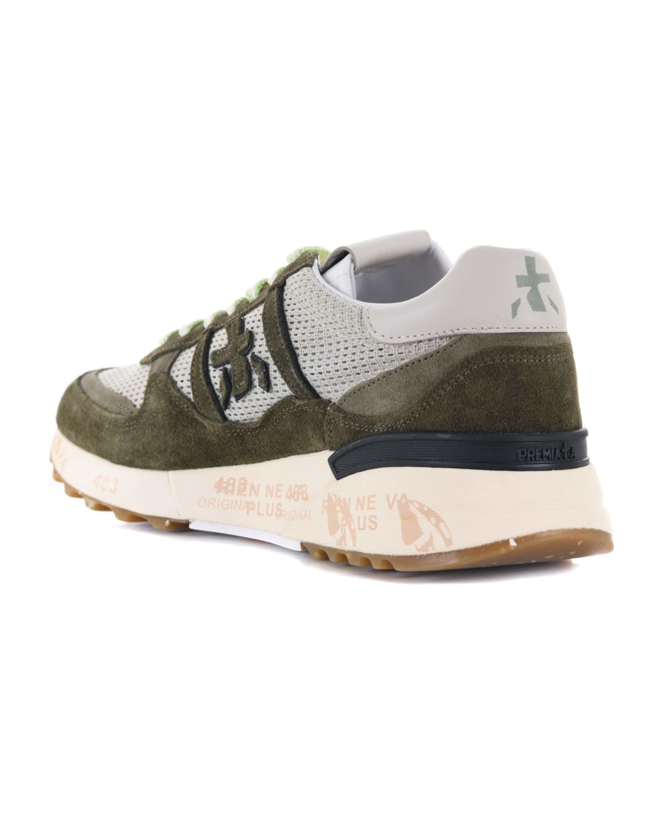 Premiata Sneakers In Suede And Perforated Mesh - Verde militare スニーカー