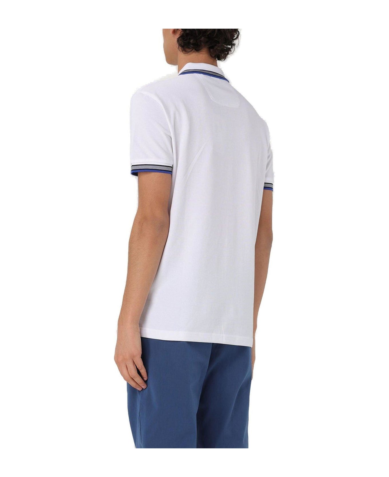 Hugo Boss Logo Embroidered Short-sleeved Polo Shirt - WHITE