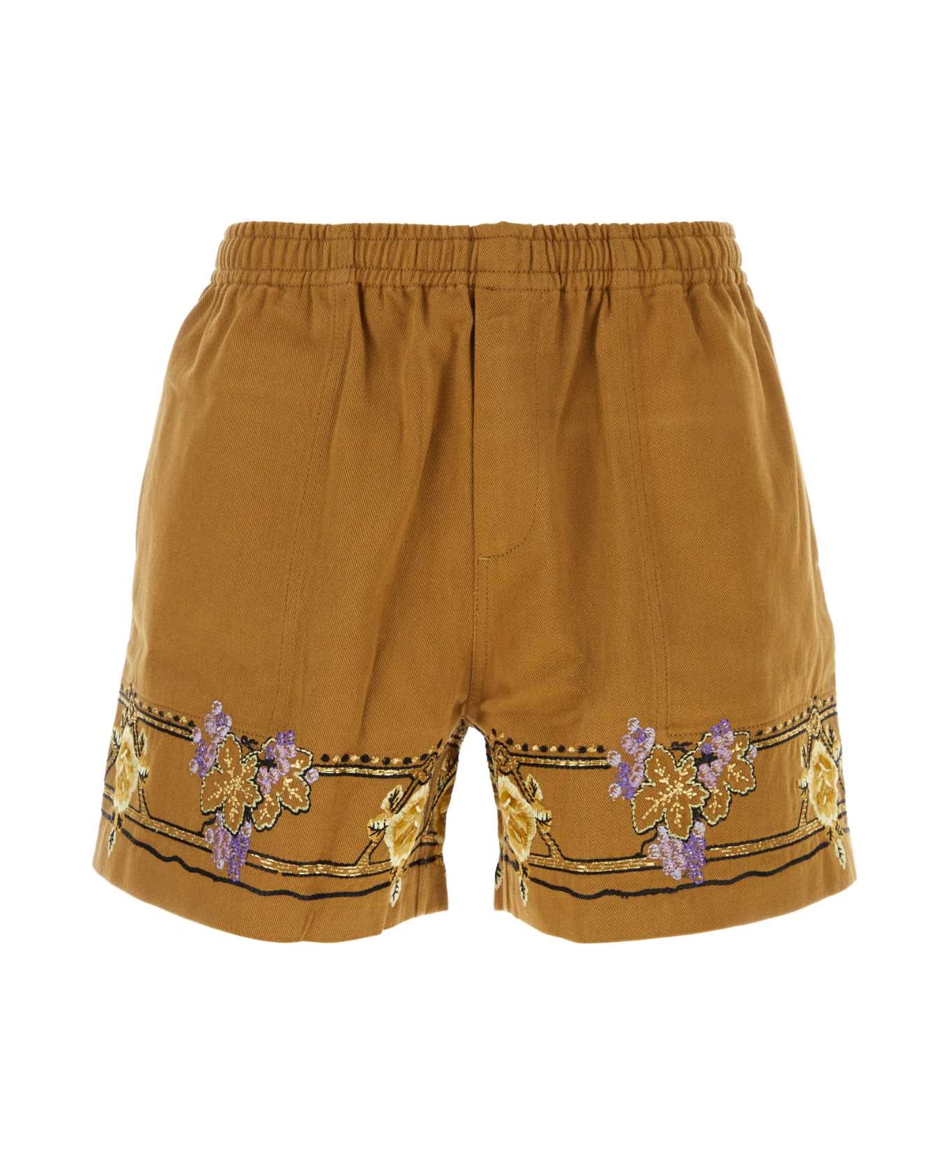Bode Caramel Cotton Bermuda Shorts - BROWNMULTI
