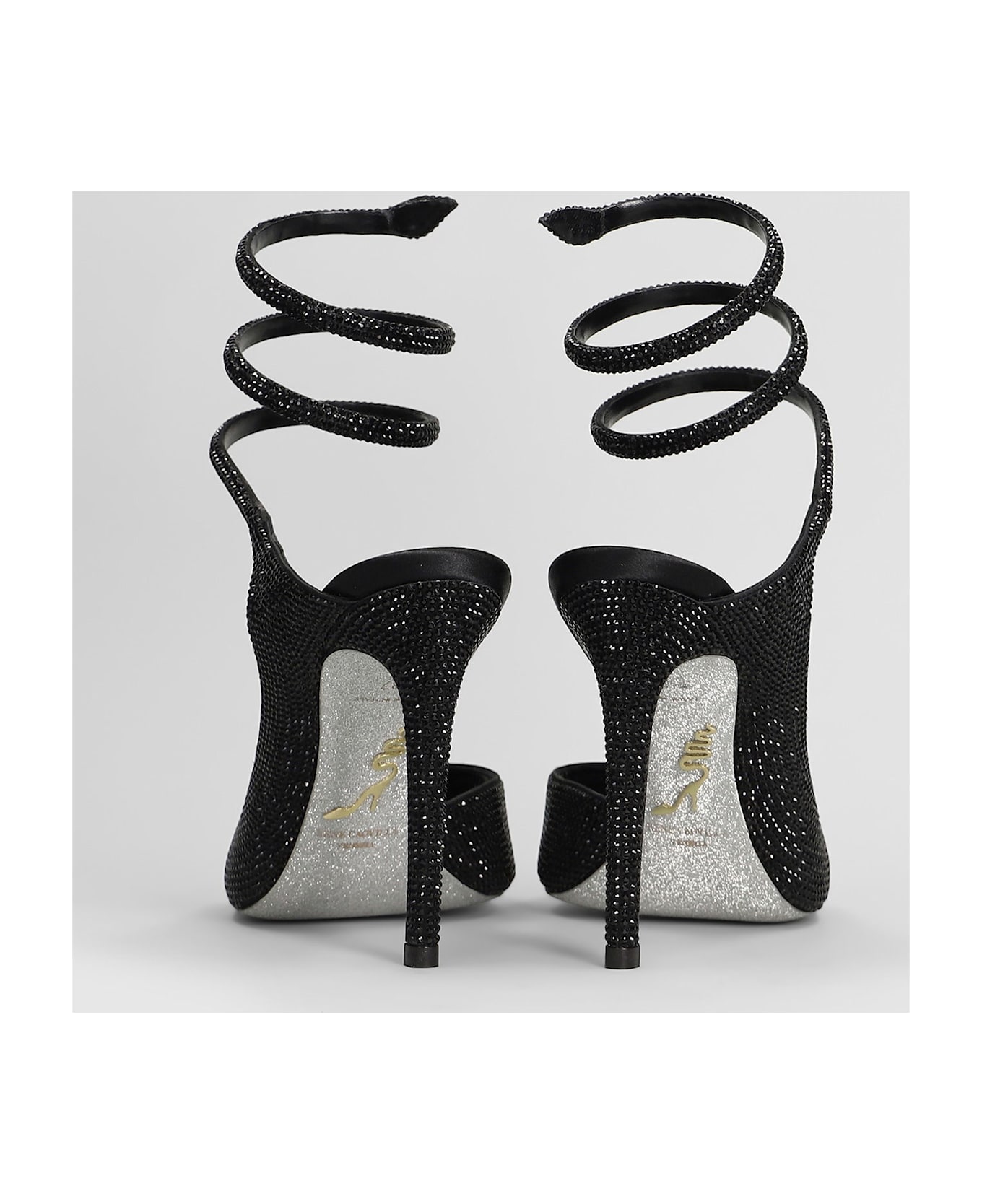 René Caovilla Audrey Sandals In Black Leather - black