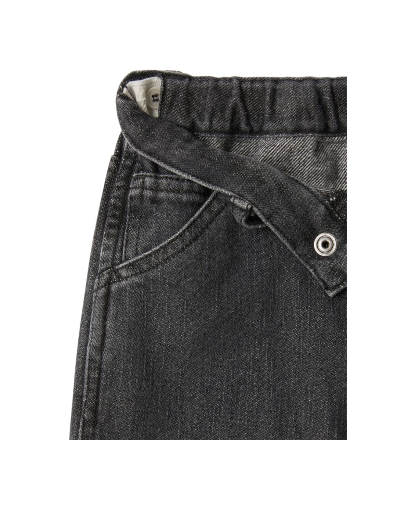 Il Gufo Grey Five-pocket Style Jeans In Denim Boy - Black