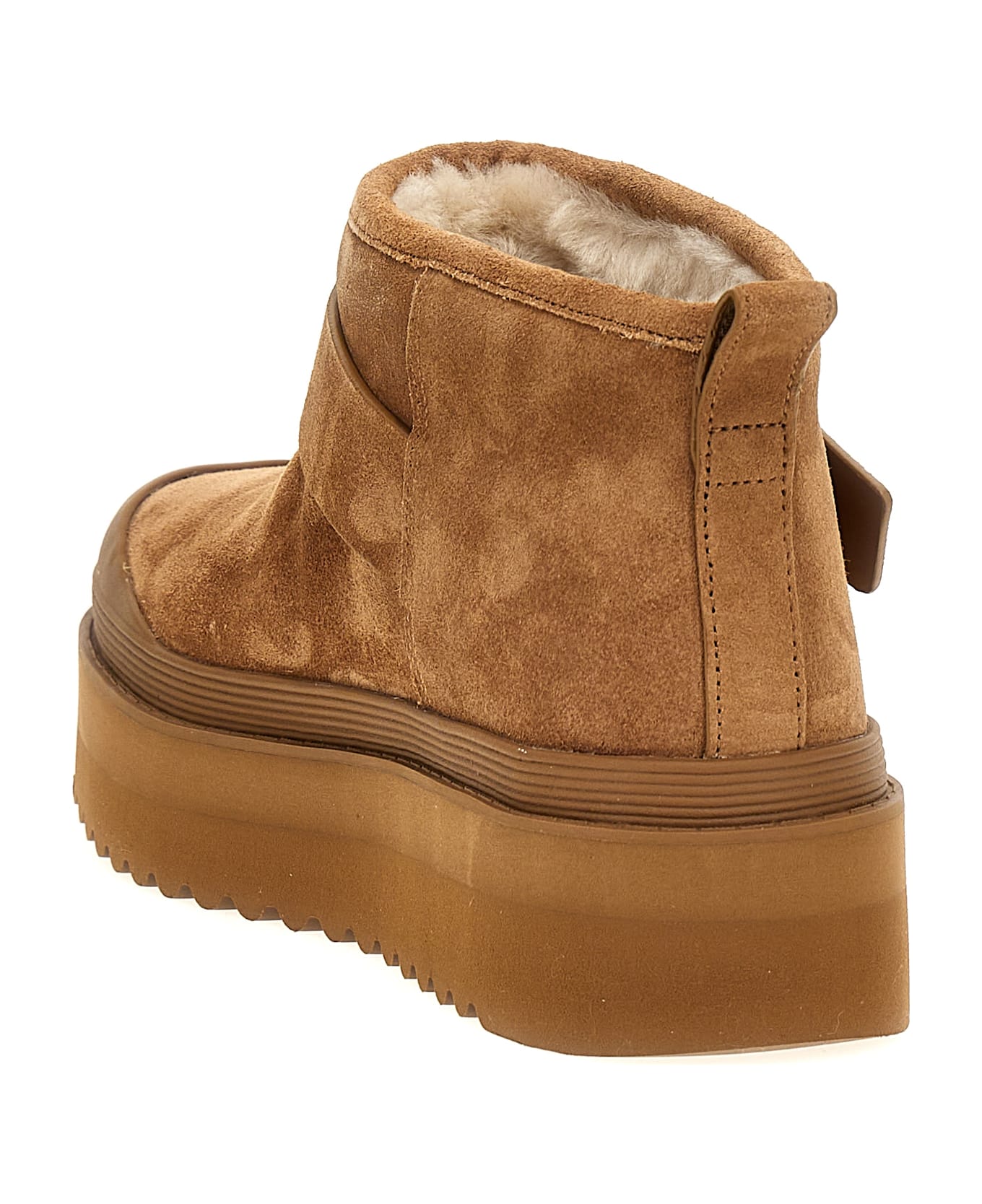 Tory Burch 'mellow Shearling Platform' Ankle Boots - Chestnut