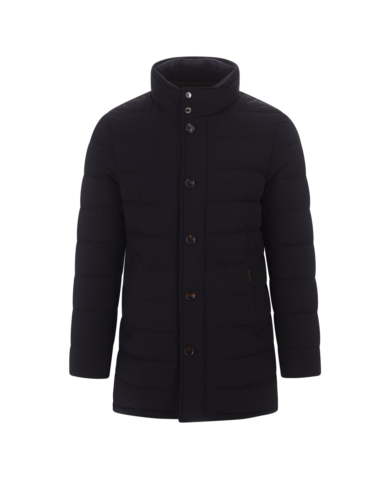 Moorer Calegari-kn Single-breasted Coat In Dark Blue - Blue