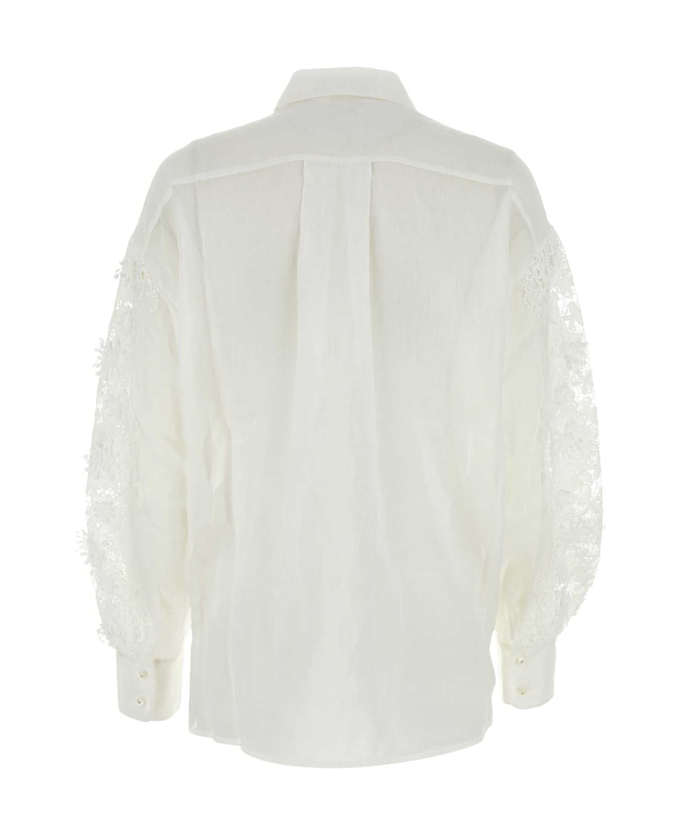 Zimmermann White Ramie Halliday Shirt - IVORY