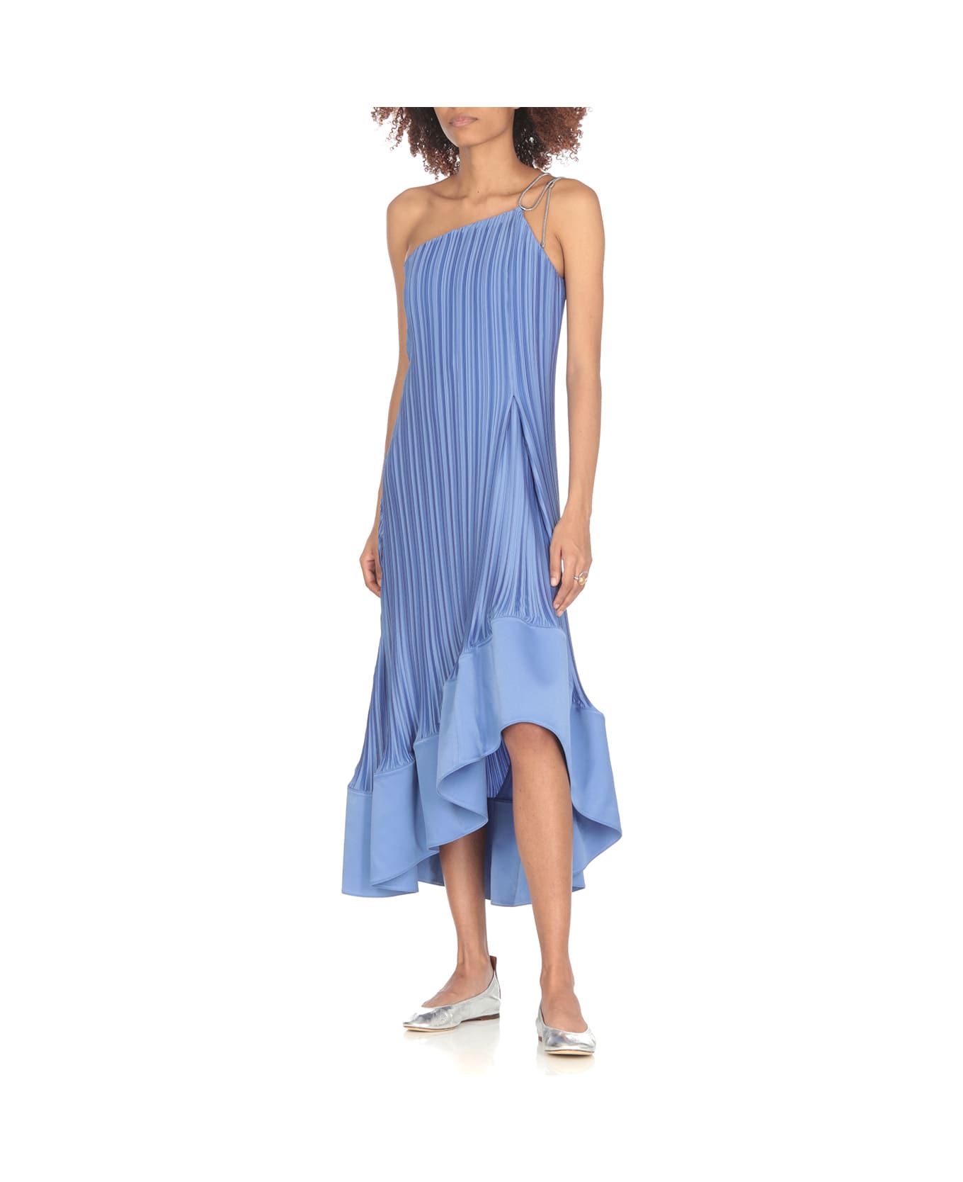 Lanvin Satin Pleated Dress - Light Blue ワンピース＆ドレス