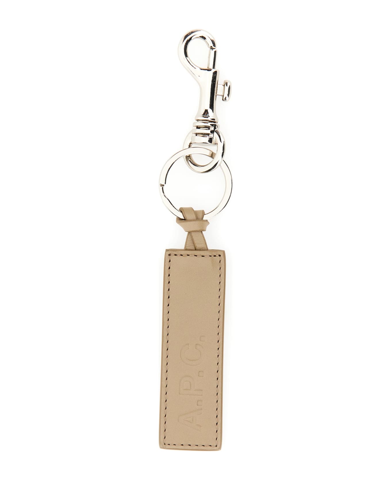 A.P.C. Keychain With Embossed Logo - BEIGE