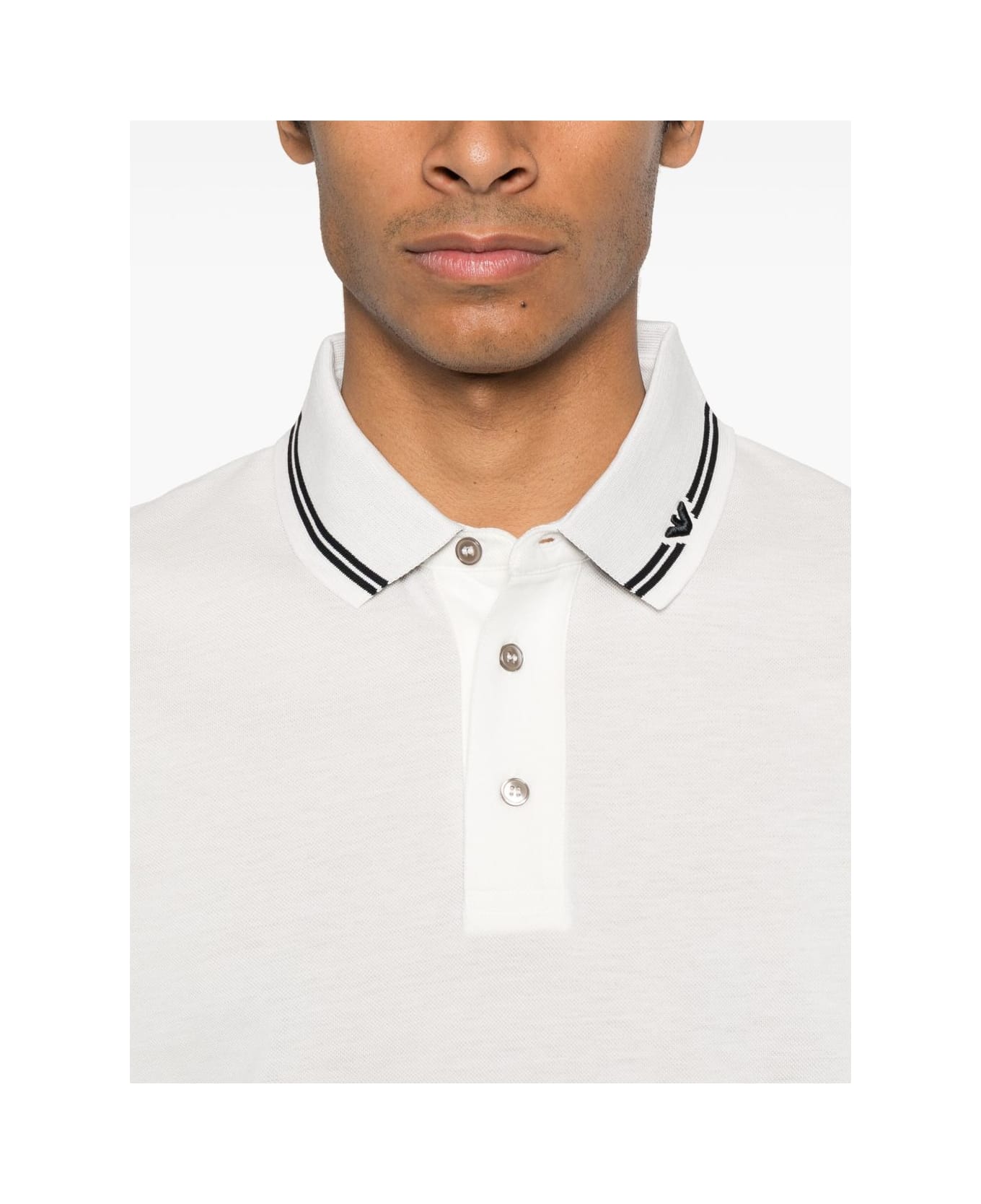 Emporio Armani Logo Cotton Polo Shirt - White