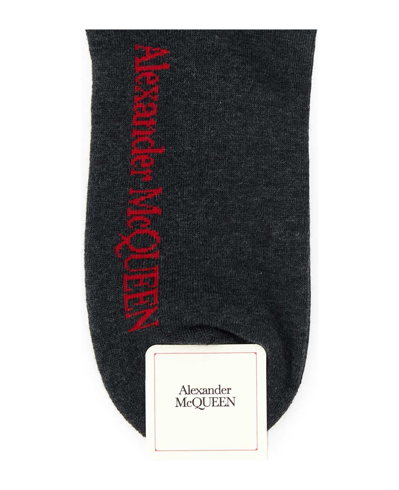 Alexander McQueen Graphite Stretch Cotton Blend Socks - BLACKRED 靴下