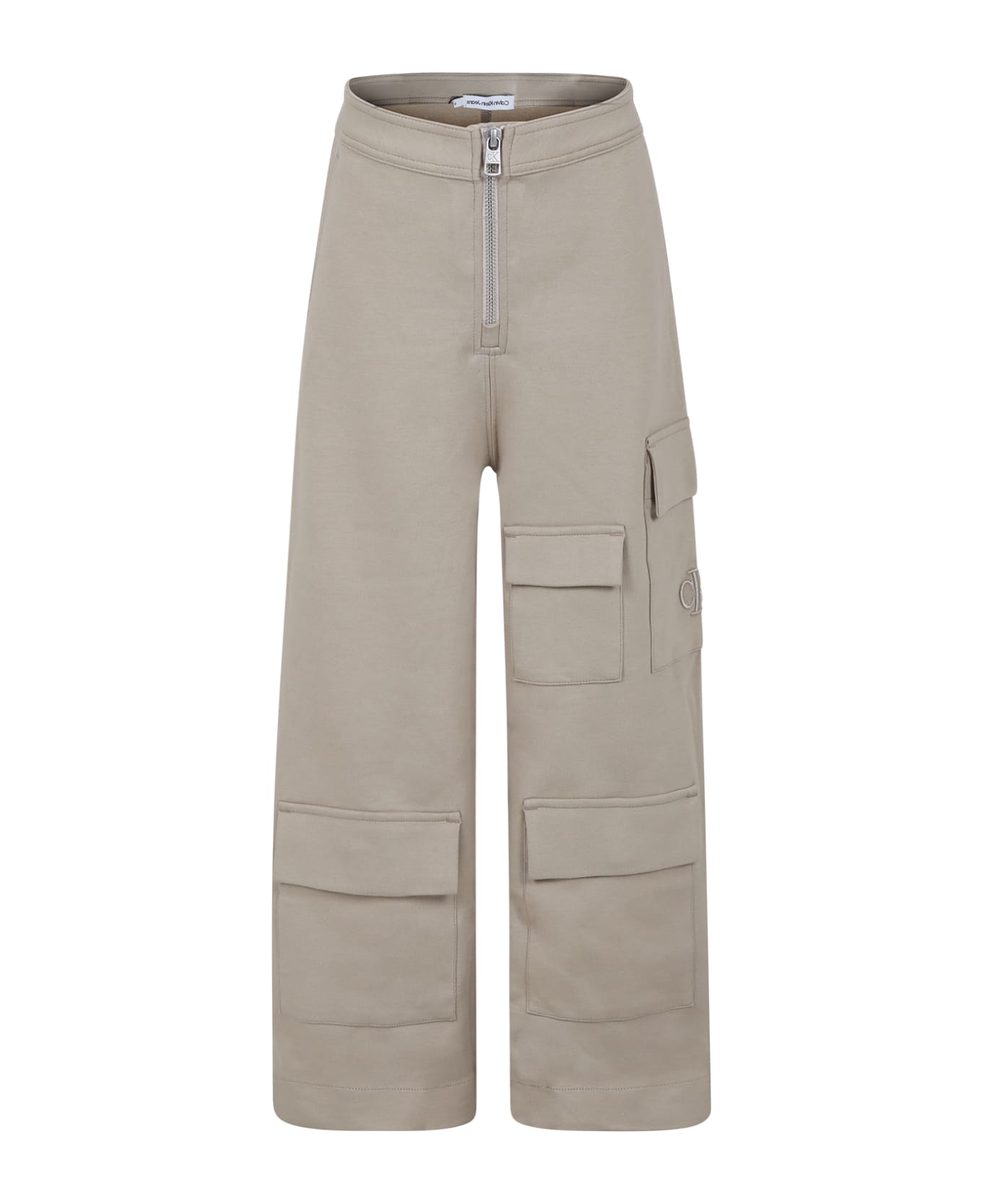 Calvin Klein Beige Trousers For Boy With Monogram - Beige