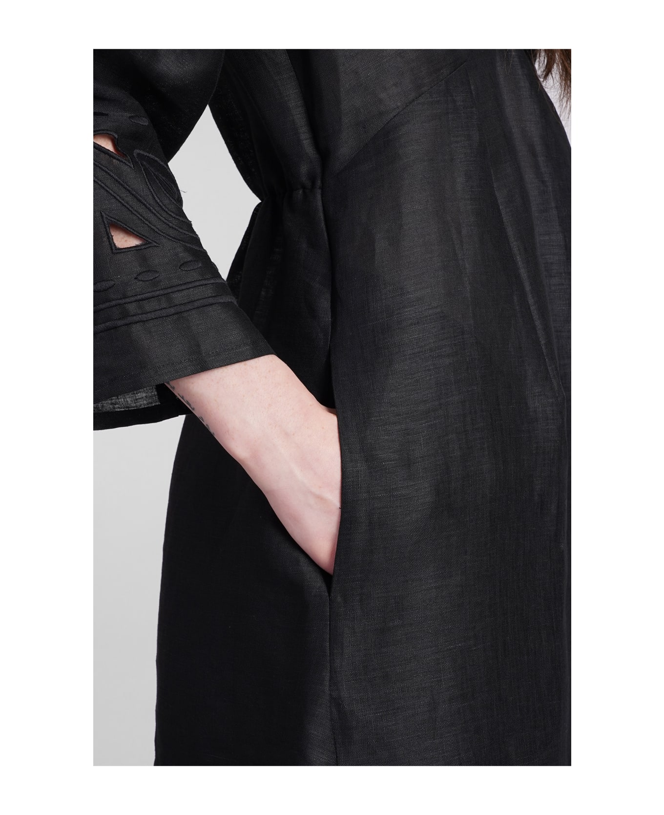 Holy Caftan Antea Py Dress In Black Linen - black ワンピース＆ドレス