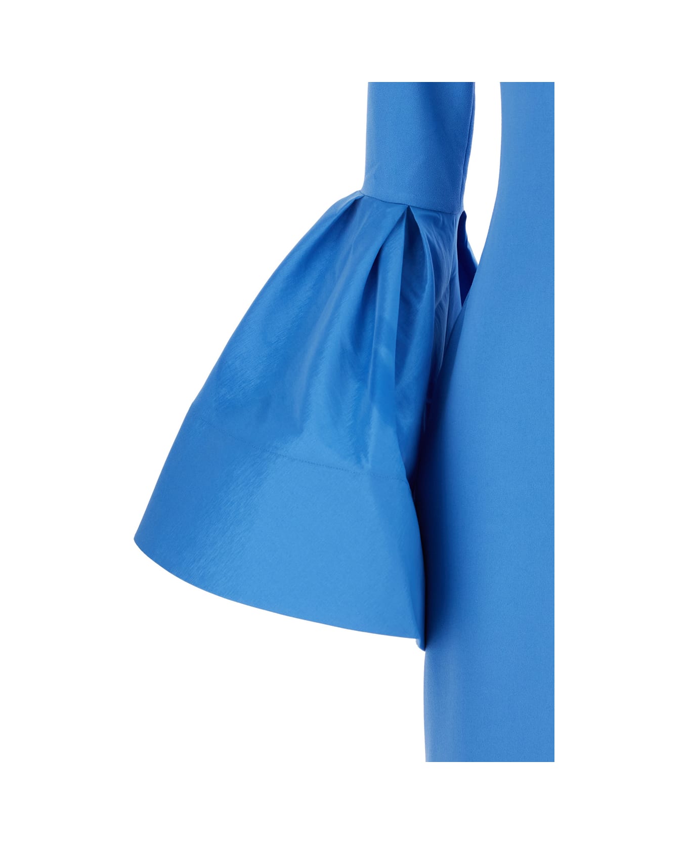 Solace London 
suri
 Blue Crewneck Long Dress With Puffed Long Sleeves In Tech Fabric Stretch Woman - Blu