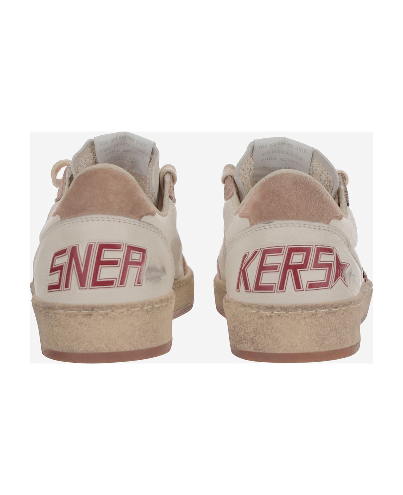 Golden Goose 'ball Star' White Leather Sneakers - Red