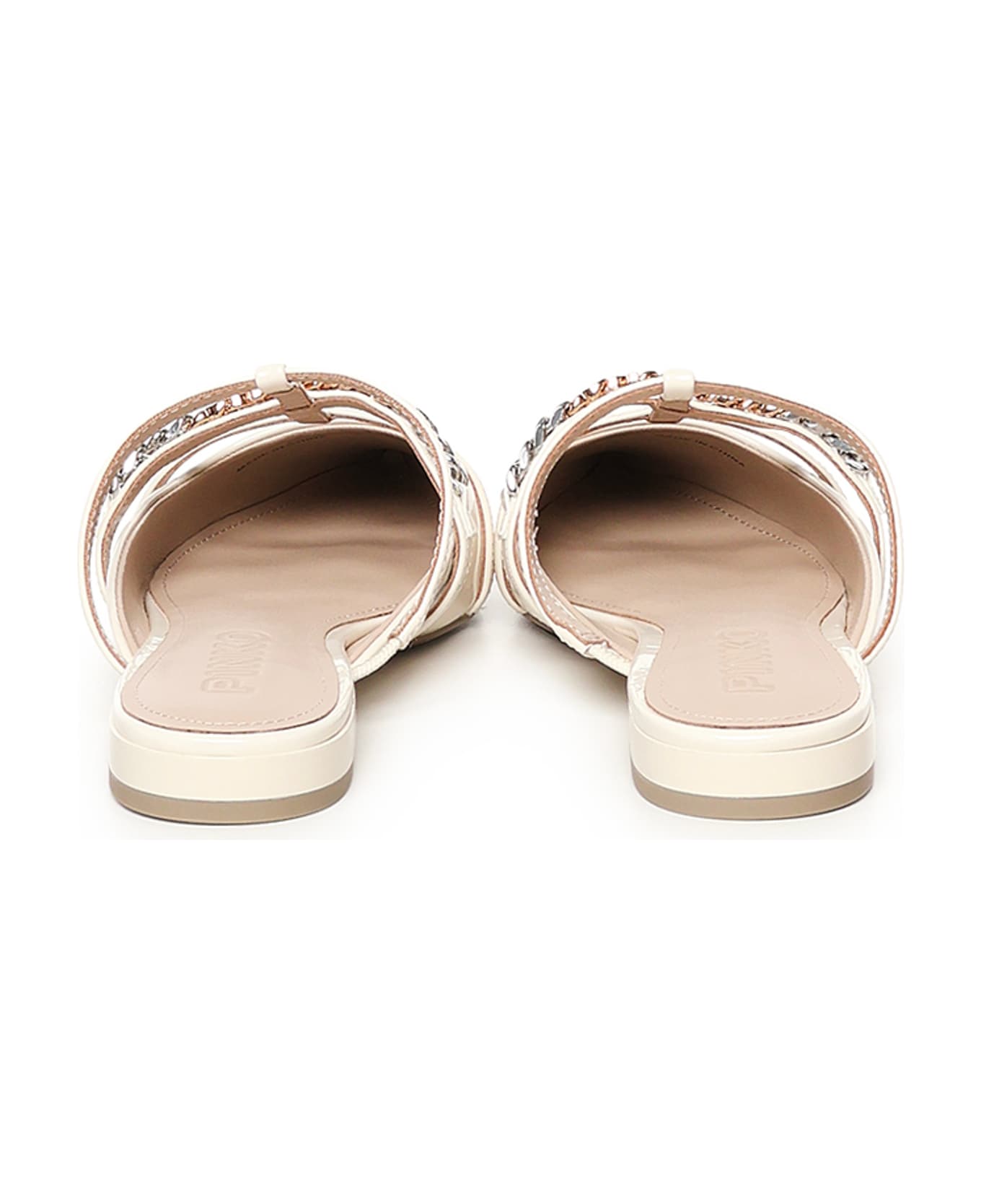 Pinko Patent Leather Mules Ballerinas - White