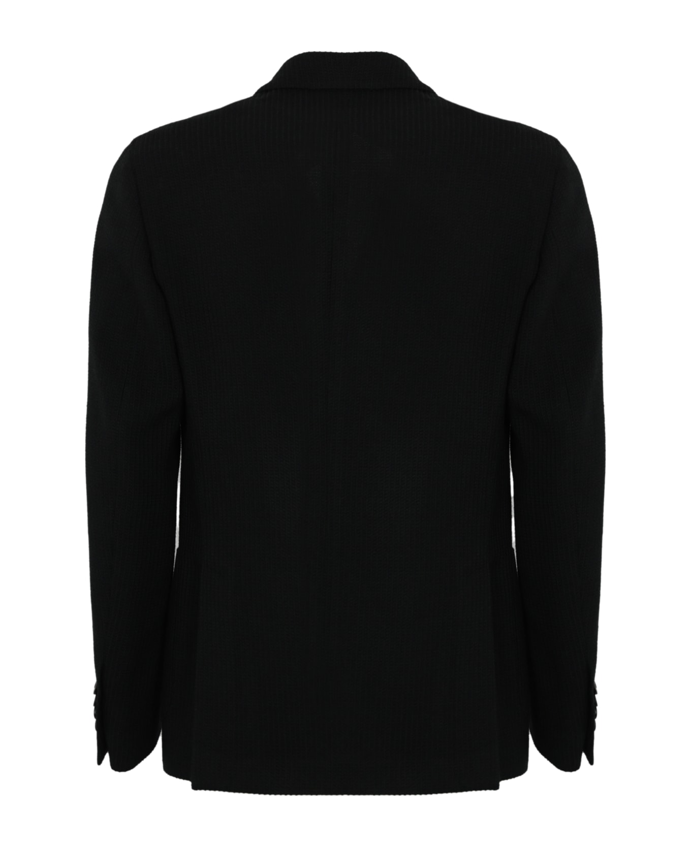 Lardini Double-breasted Special Line Drop 7 Regular Jacket In Wool And Cotton - Nero