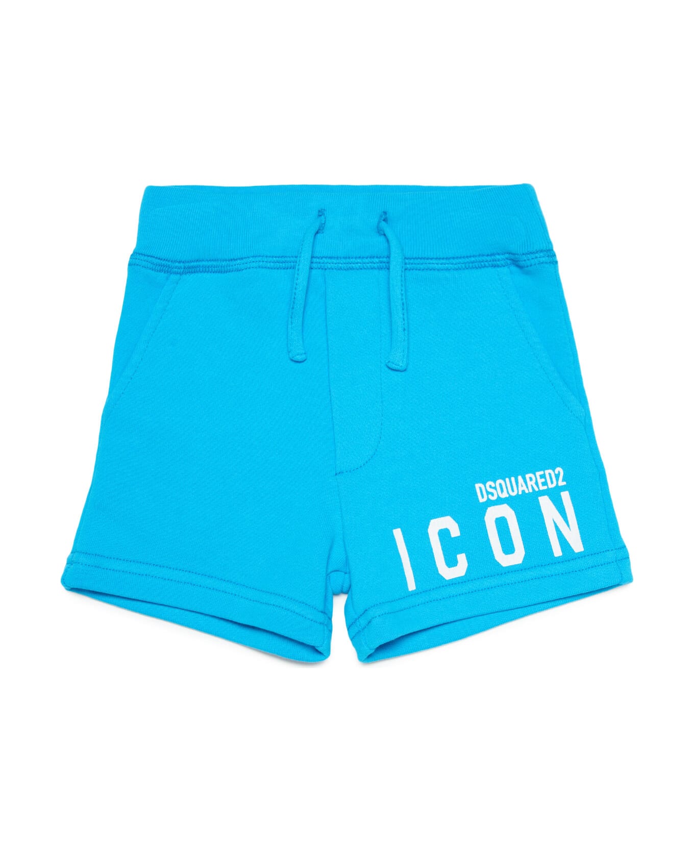 Dsquared2 D2p609b-icon Shorts Dsquared Light Blue Cotton Shorts With Icon Logo - Blue grotto
