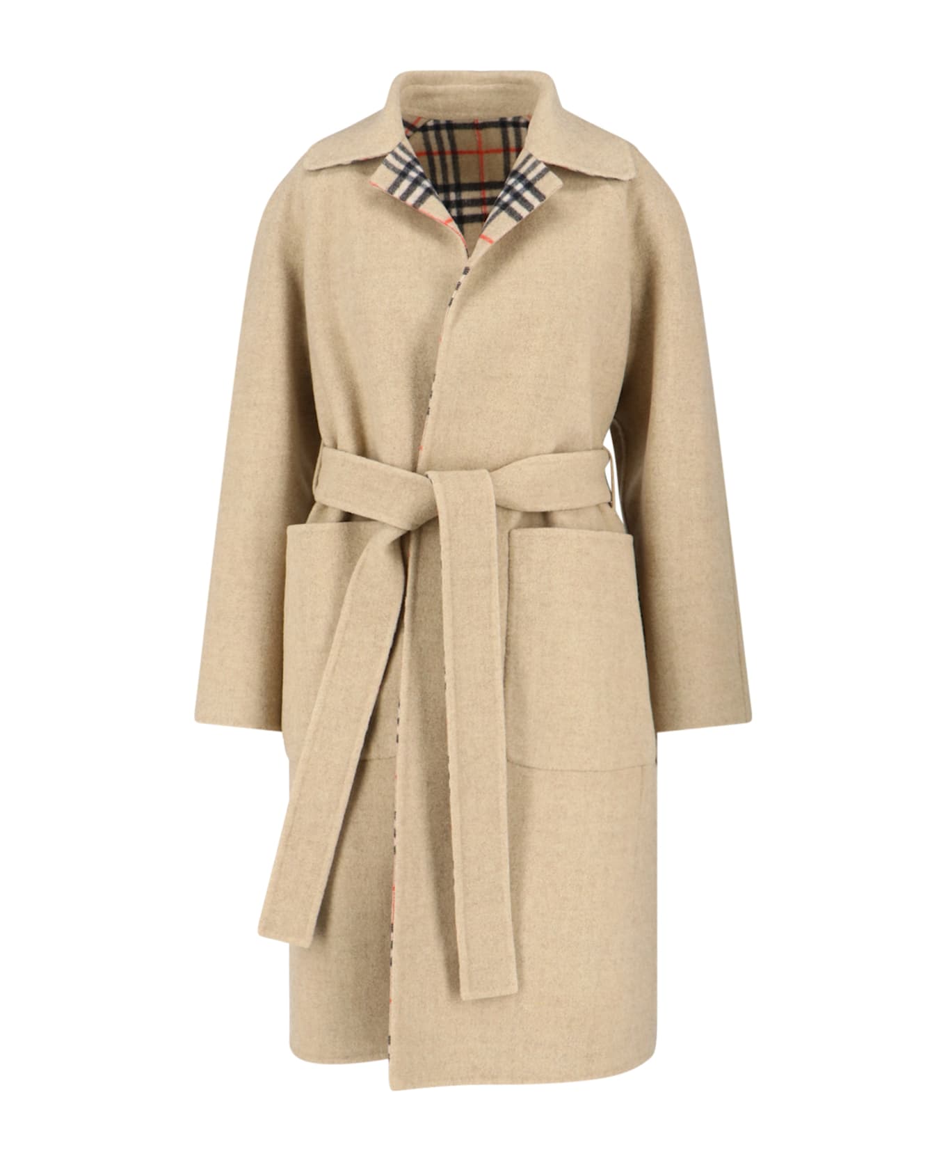 Burberry Reversible Wool Coat - NEUTRALS