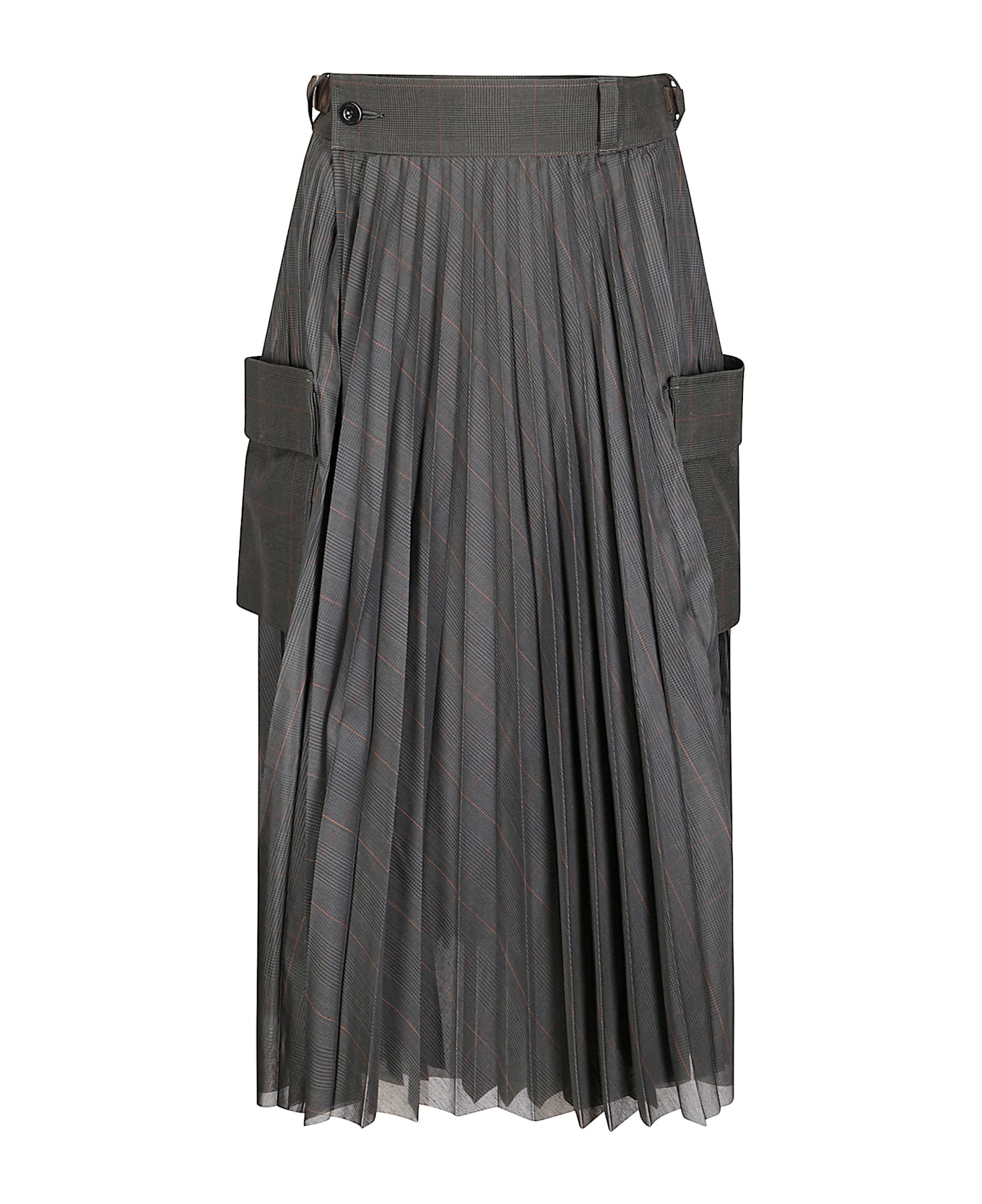 Sacai Glen Check Skirt - KHAKI