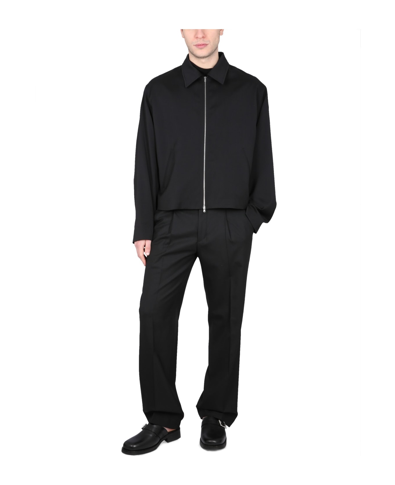 Our Legacy Jacket With Collar - Black Worsted Wool