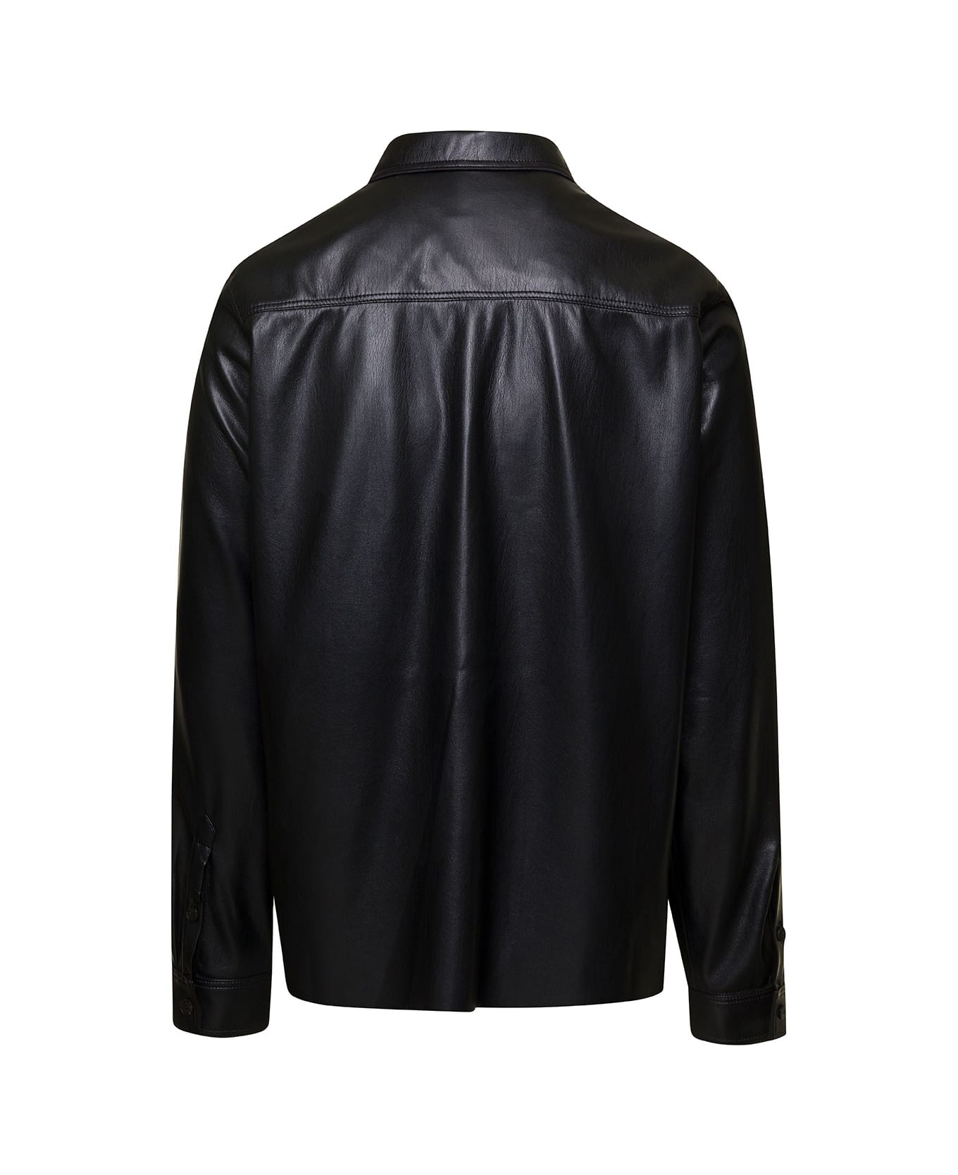 Nanushka 'duco' Black Jacket With Cuban Collar In Faux Leather Woman - Black シャツ