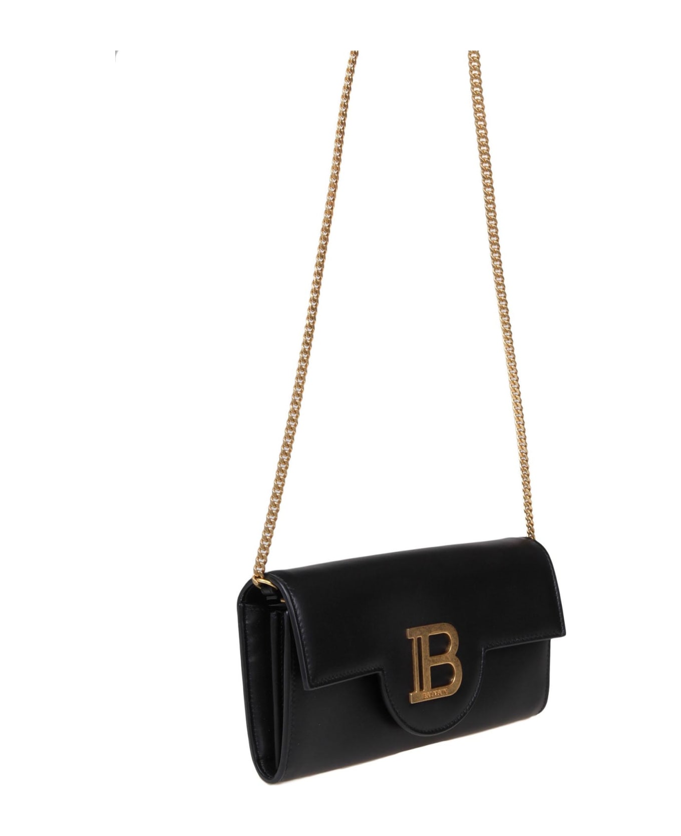 Balmain Buzz Wallet Bag In Black Leather - Black トラベルバッグ