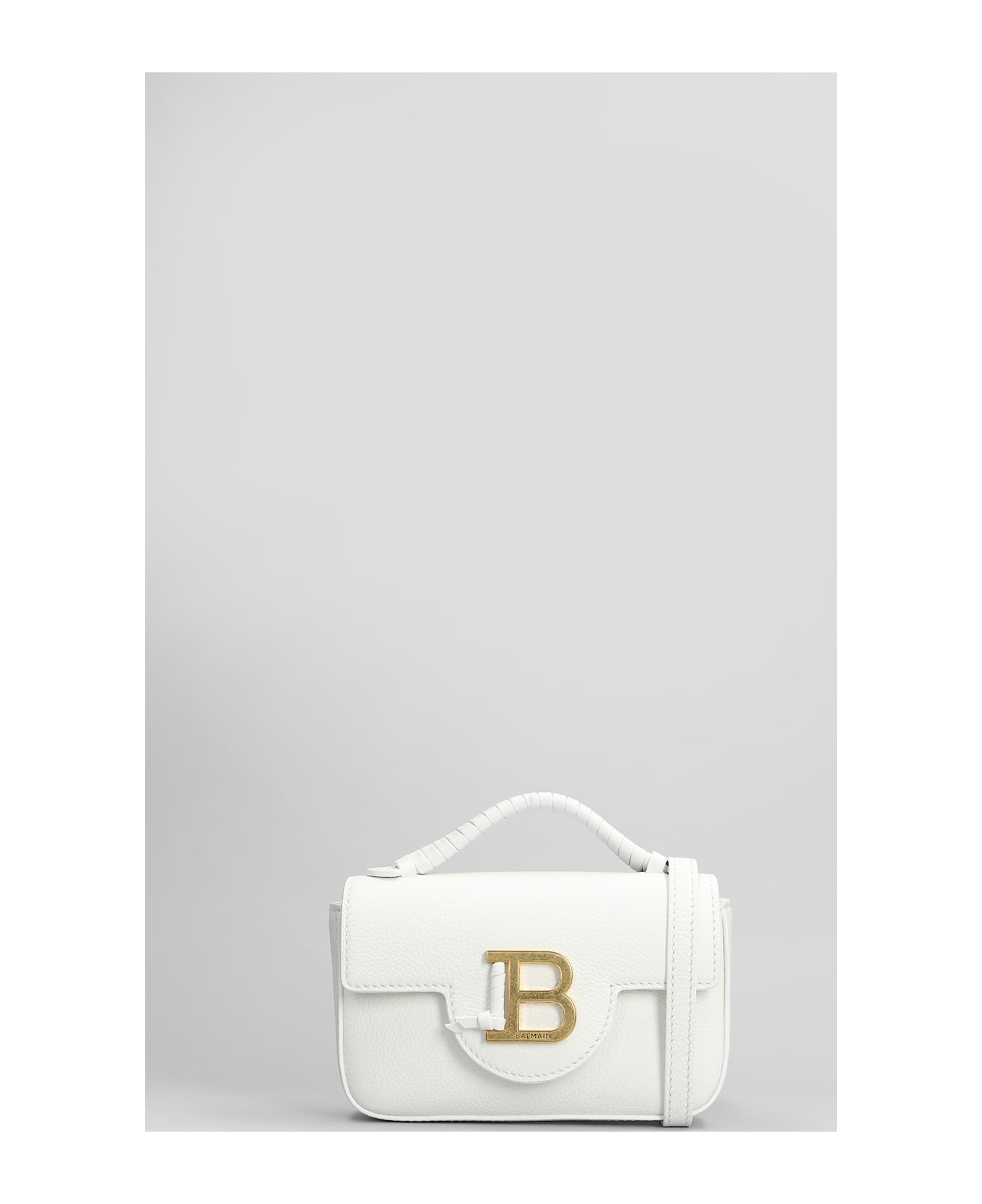 Balmain B Buzz Mini 17 Shoulder Bag In White Leather - white