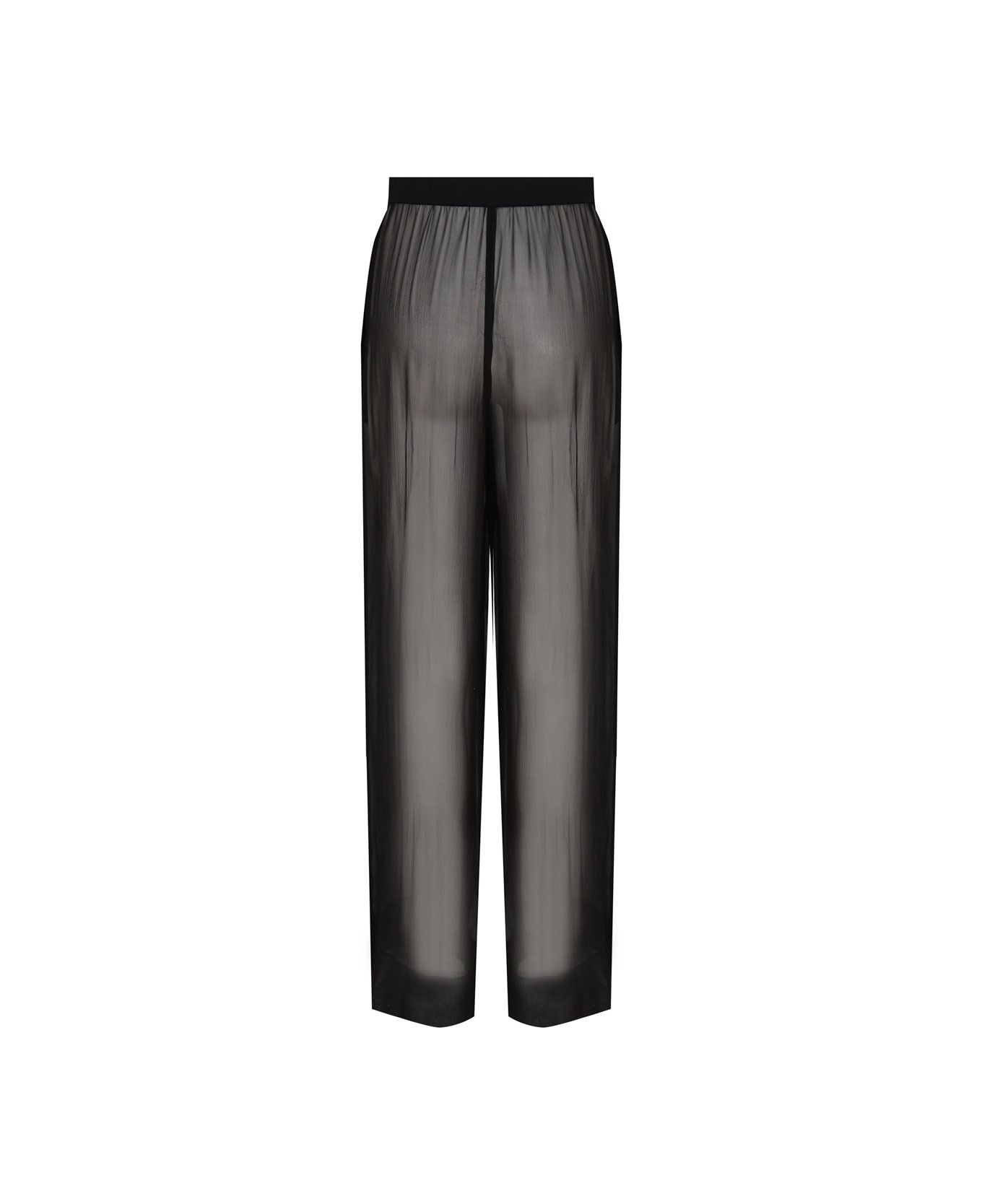 Saint Laurent Wide Trousers In Crepe Muslin - Black