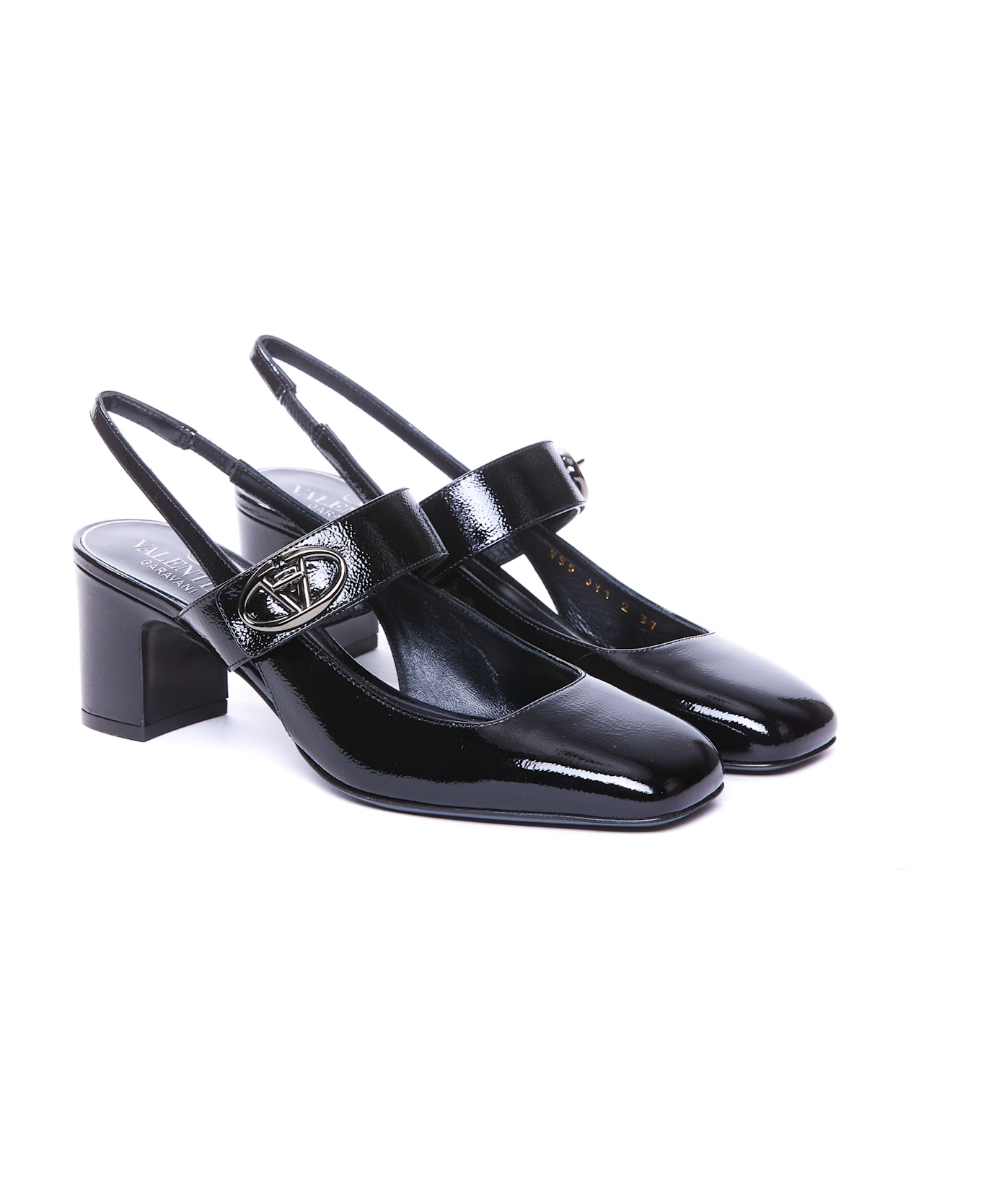 Valentino Garavani Mary-jane Vlogo Locker Slingback Pumps - Black