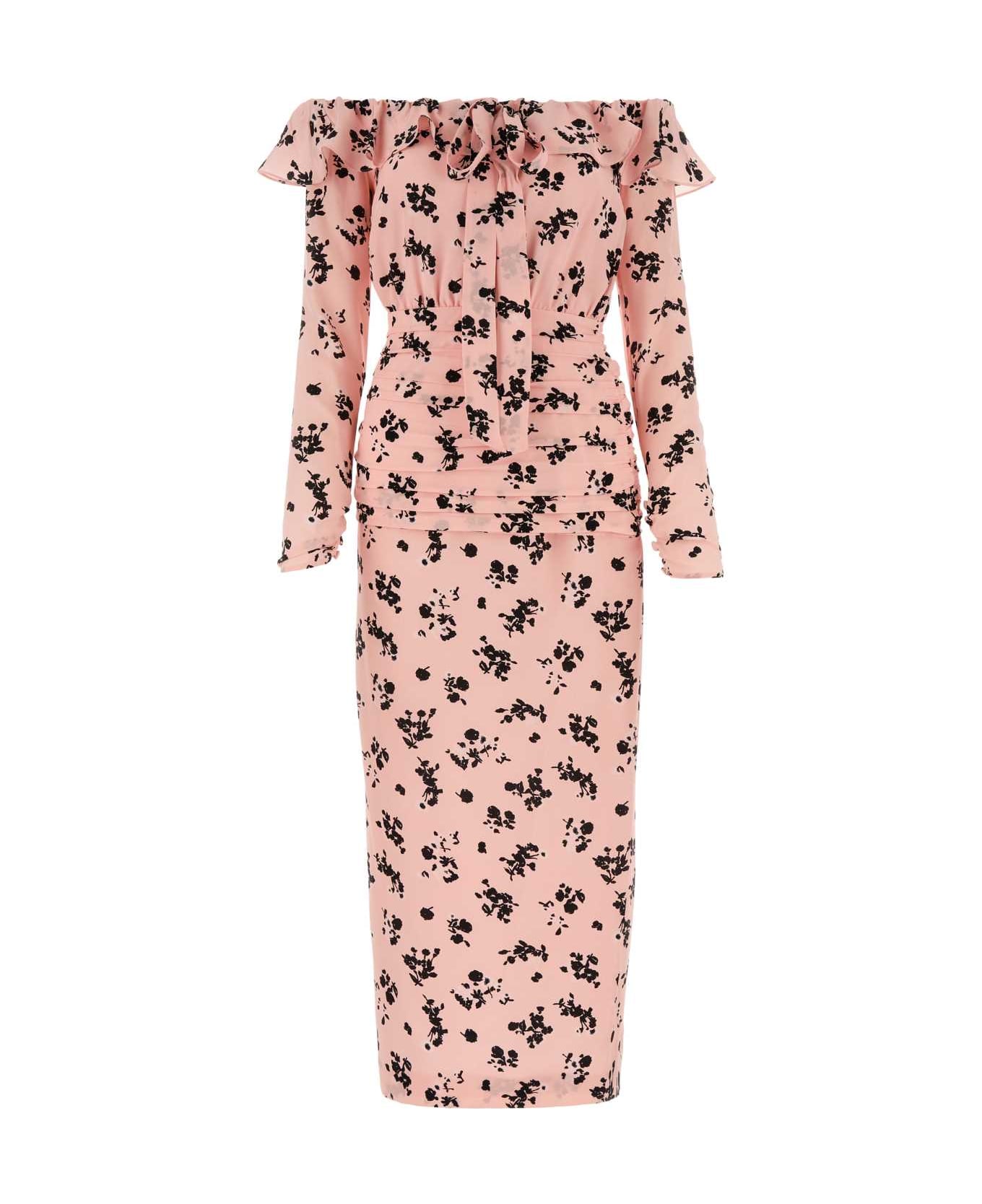 Alessandra Rich Printed Silk Dress - LIGHTPINK ワンピース＆ドレス