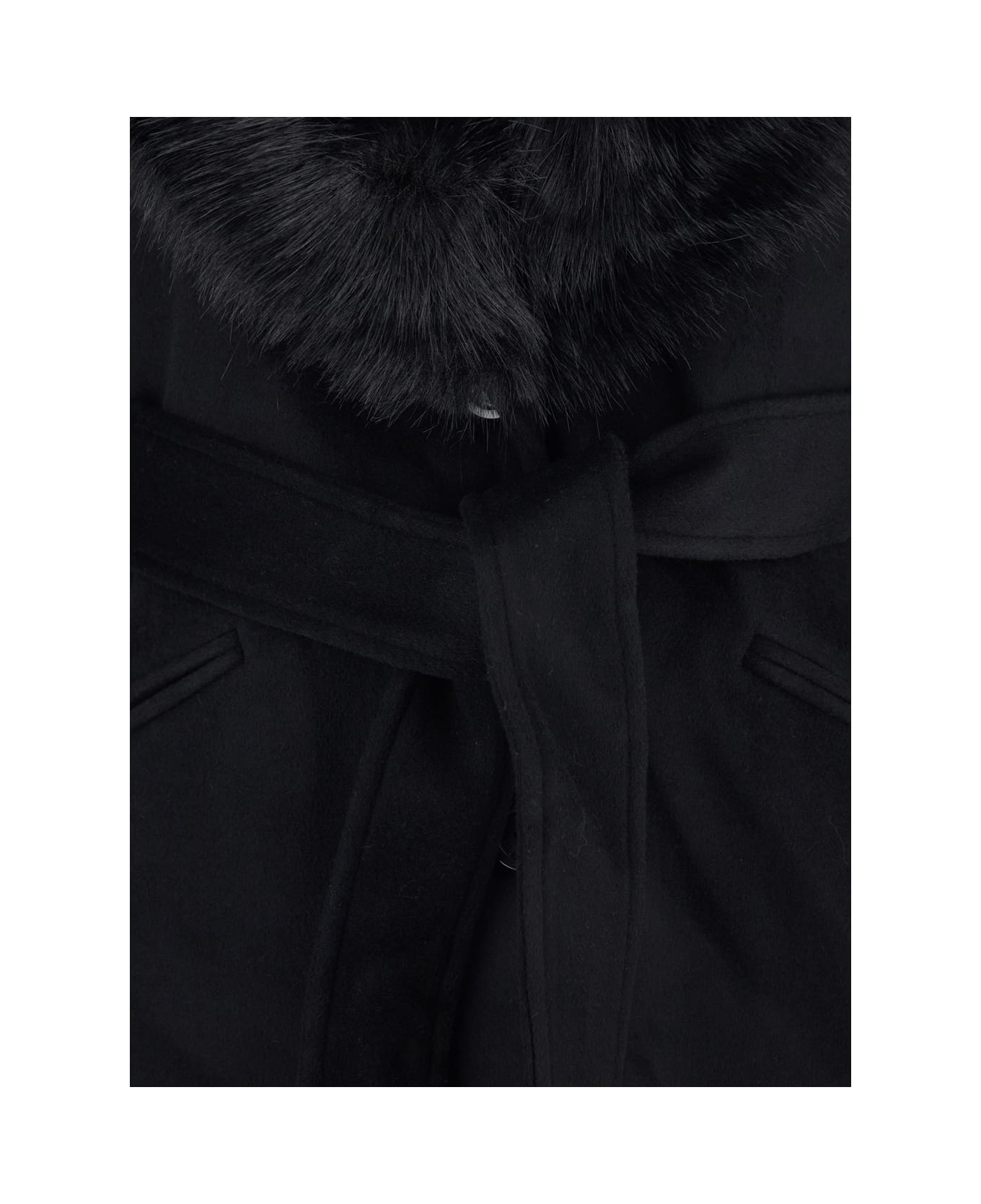 MICHAEL Michael Kors Black Coat With Classic Lapels With Removable Fur In Wool Blend Woman - Black