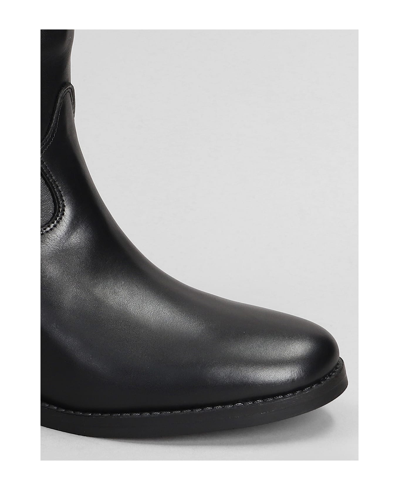Julie Dee Texan Ankle Boots In Black Leather - black