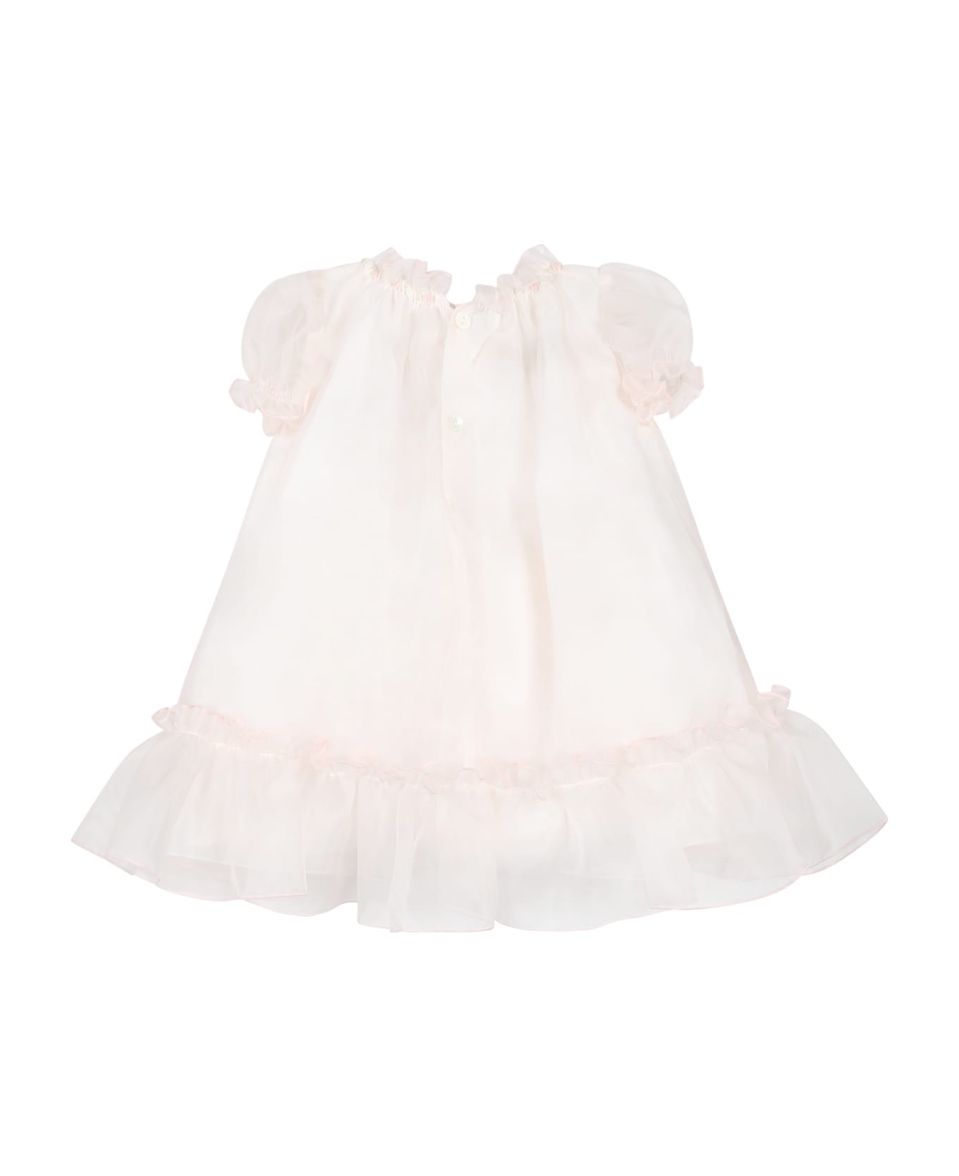 La stupenderia Pink Dress For Baby Girl With Flowers Embroidered - Pink ウェア