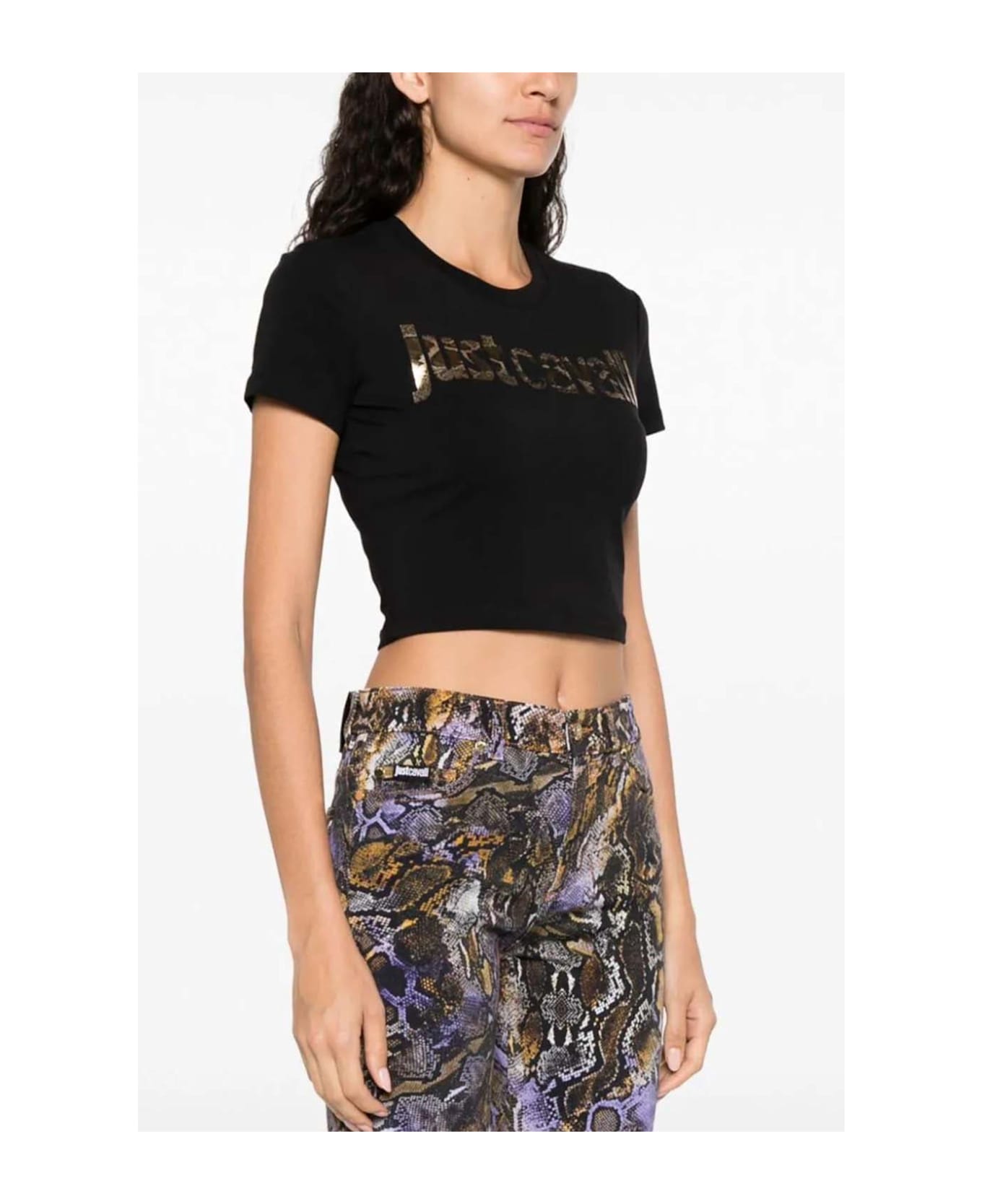 Just Cavalli Black Short Sleeves T-shirt - Black