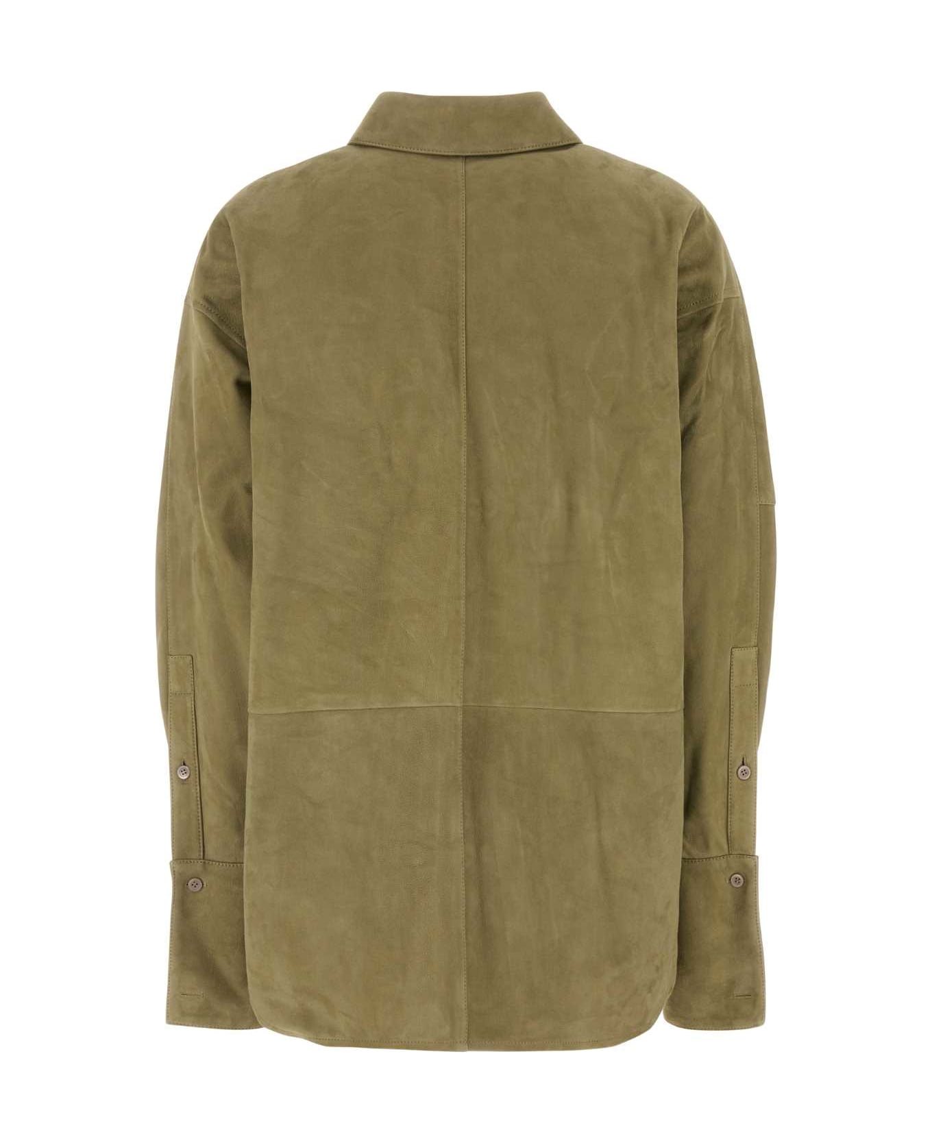 Loewe Sage Green Suede Shirt - SAGE