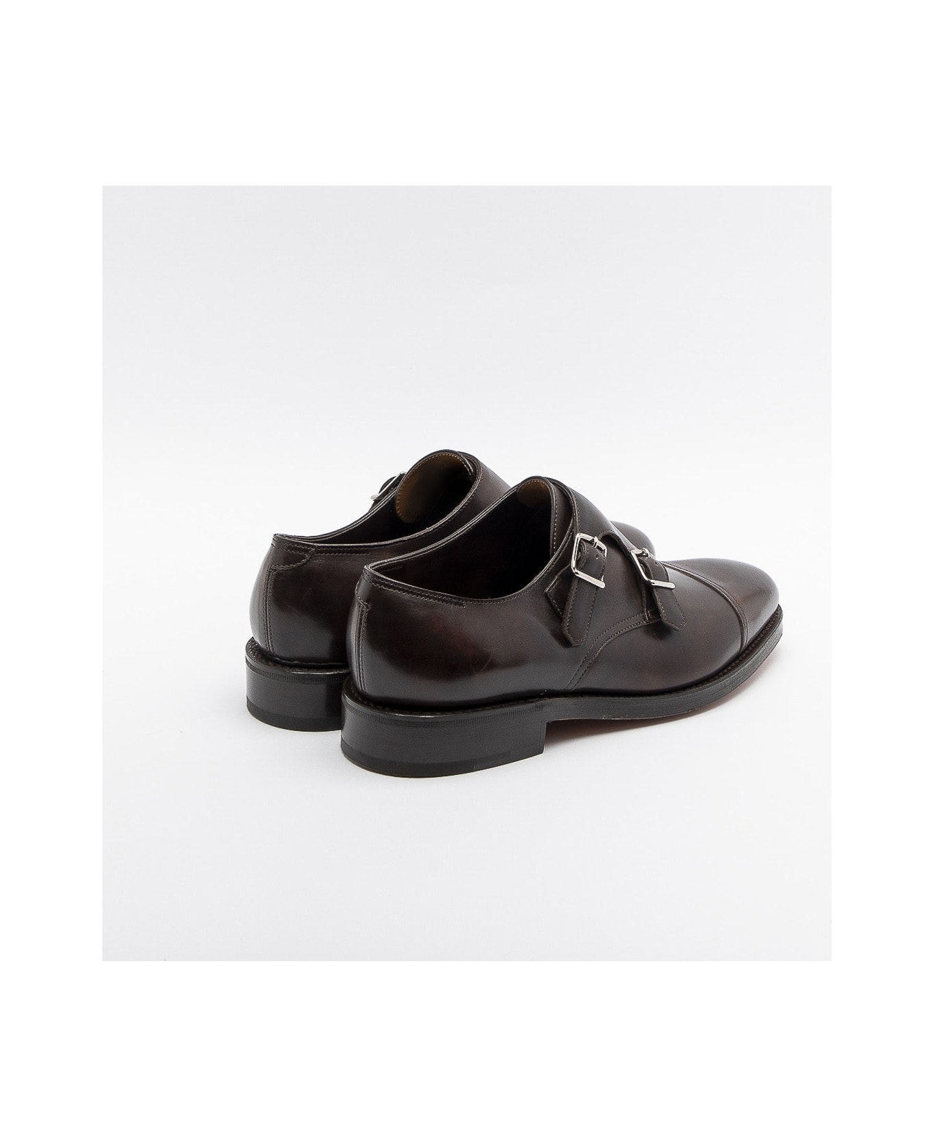 John Lobb William Dark Brown Museum Calf Monk Strap Shoe (fitting E) - Marrone