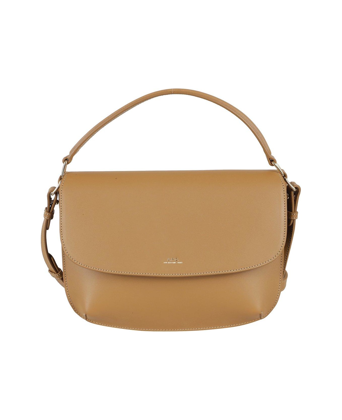 A.P.C. Logo Printed Foldover Top Shoulder Bag - Brown