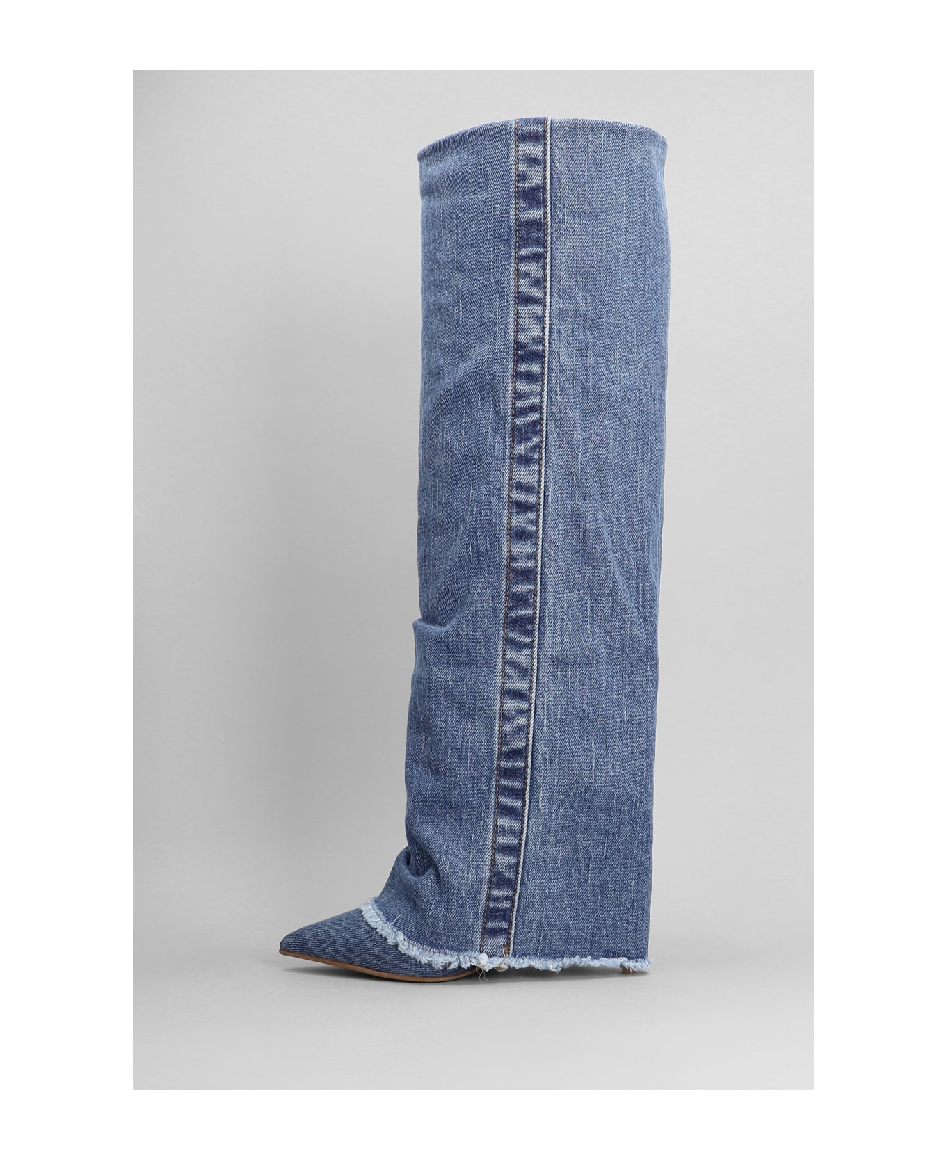 Le Silla Andy 120 High Heels Boots In Blue Denim - blue