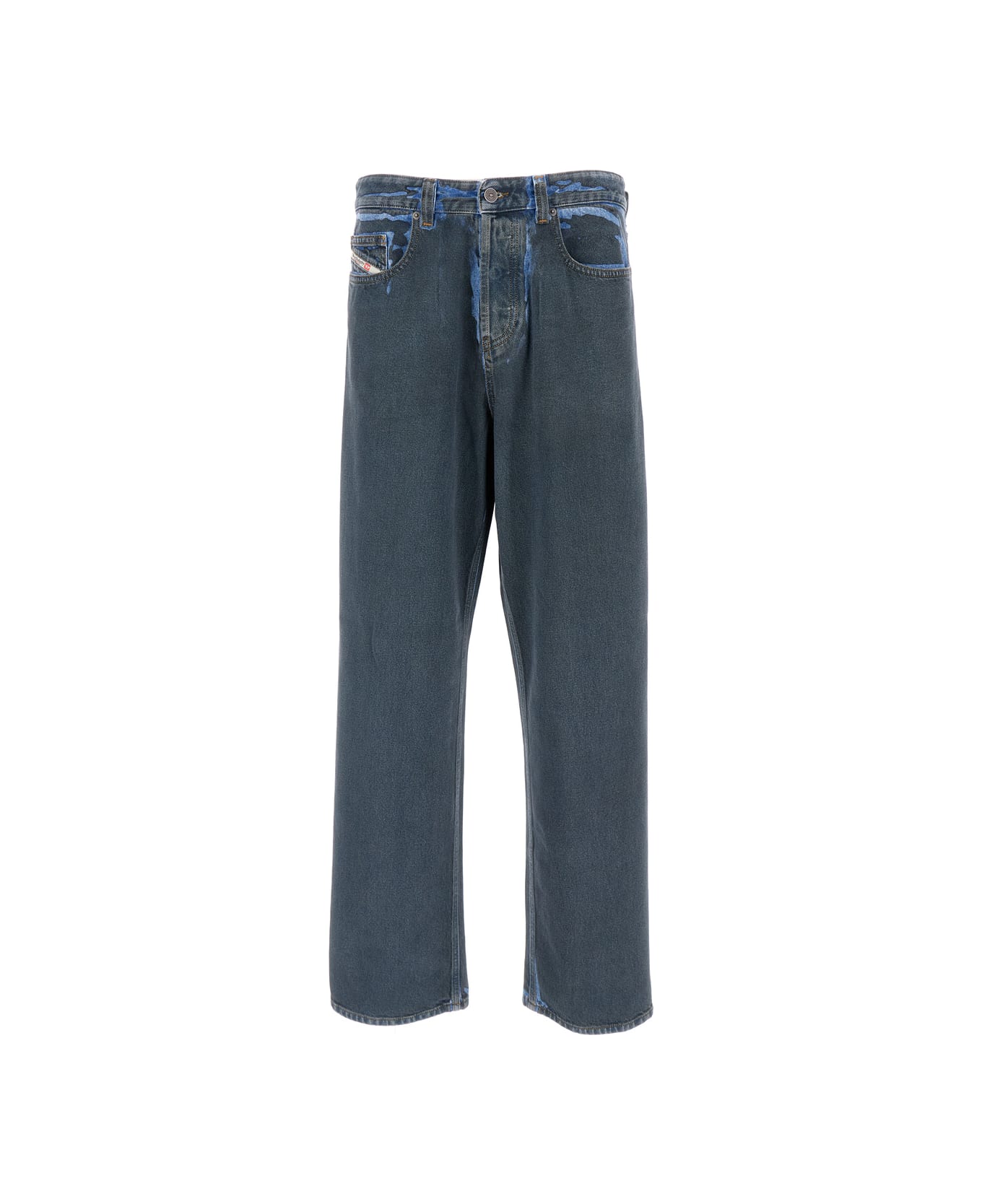 Diesel Blue Denim Straight Leg Jeans In Cotton Man - Blu