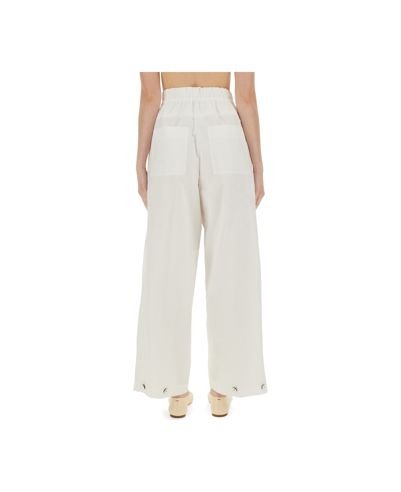 Jil Sander Wide Pants In Cotton Gabardine - WHITE