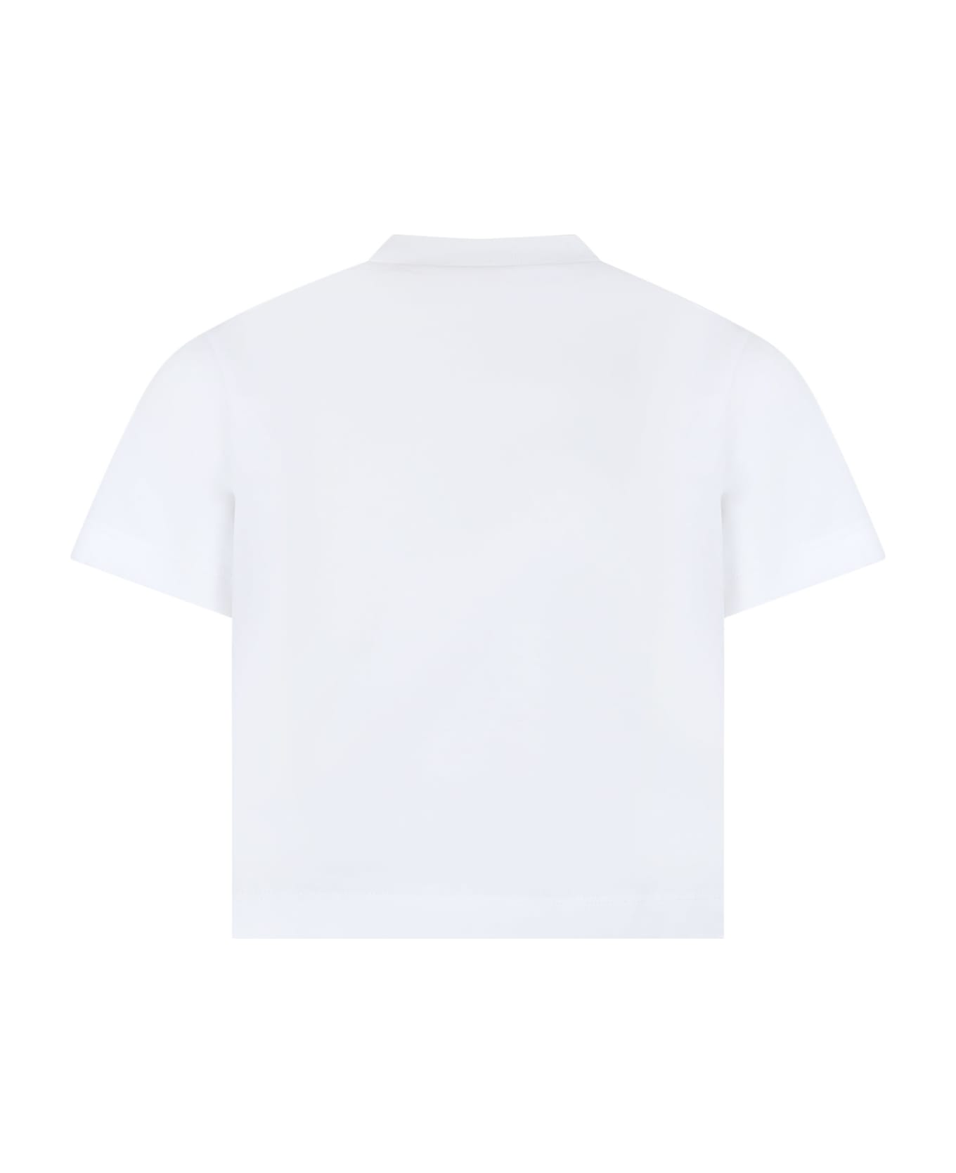 Marni White Crop T-shirt For Girl With Logo - White Tシャツ＆ポロシャツ