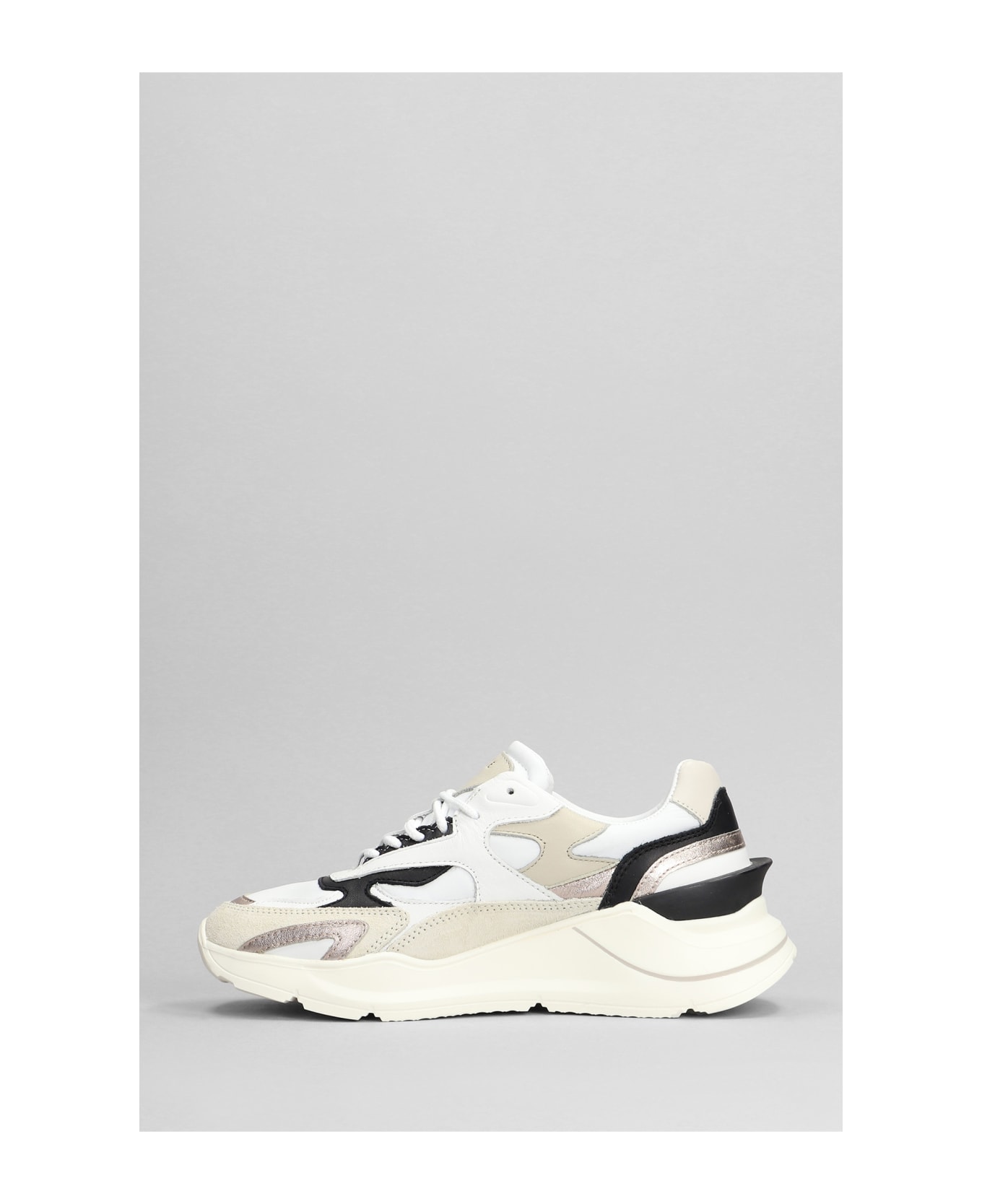 D.A.T.E. Fuga Sneakers In White Suede And Leather - white