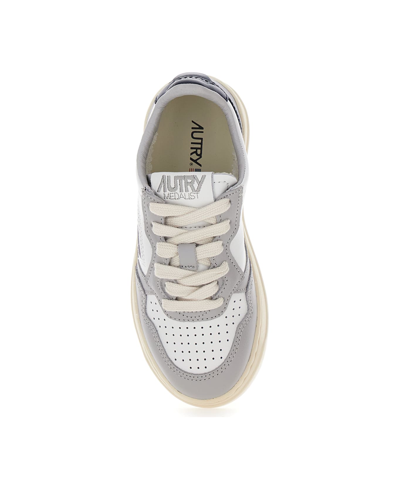 Autry 'medalist Low' White Low-top Sneakers With Logo Detail In Leather Boy - White