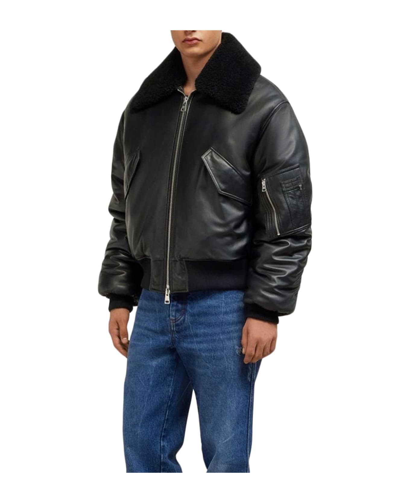 Ami Alexandre Mattiussi Leather Bomber Jacket - Black ジャケット