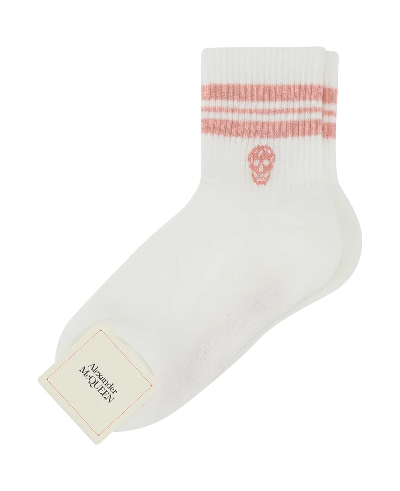 Alexander McQueen White Stretch Cotton Blend Socks - 9039